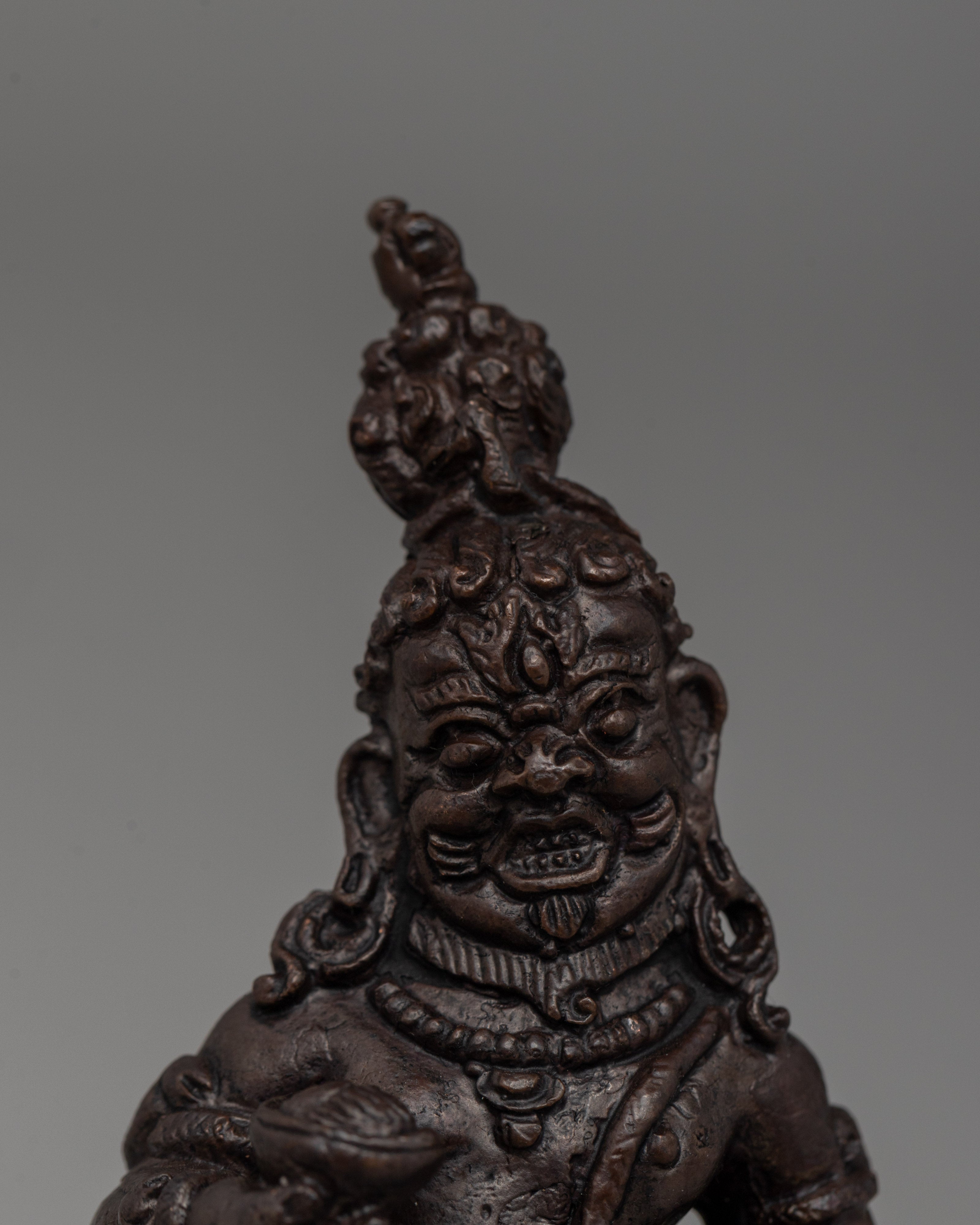 Handmade Oxidized Copper Standing Black Dzambhala Statue |  A Wealth Deity for Abundance