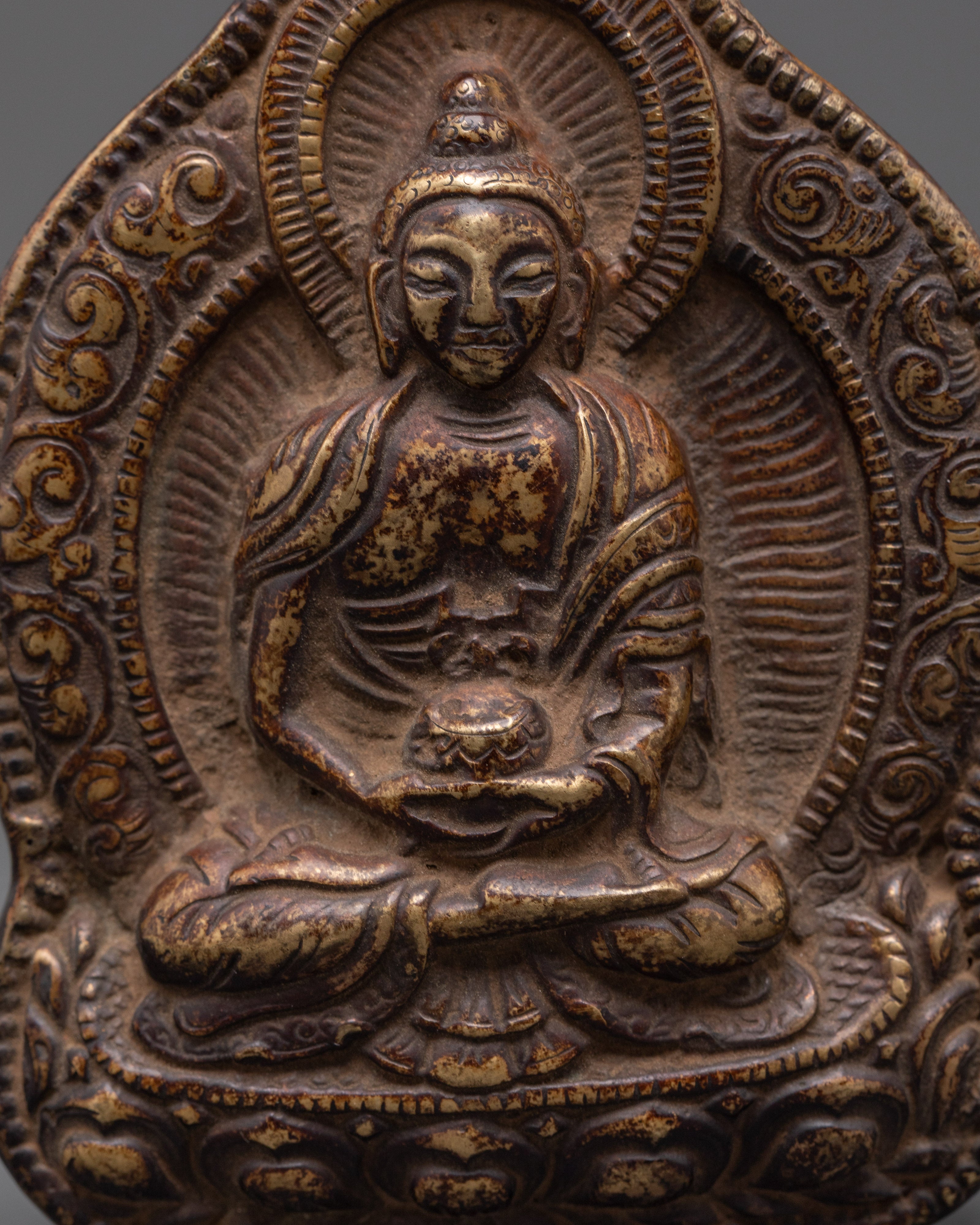 Handcrafted Copper Amitayus Ghau Box | Featuring Amitayus Deity