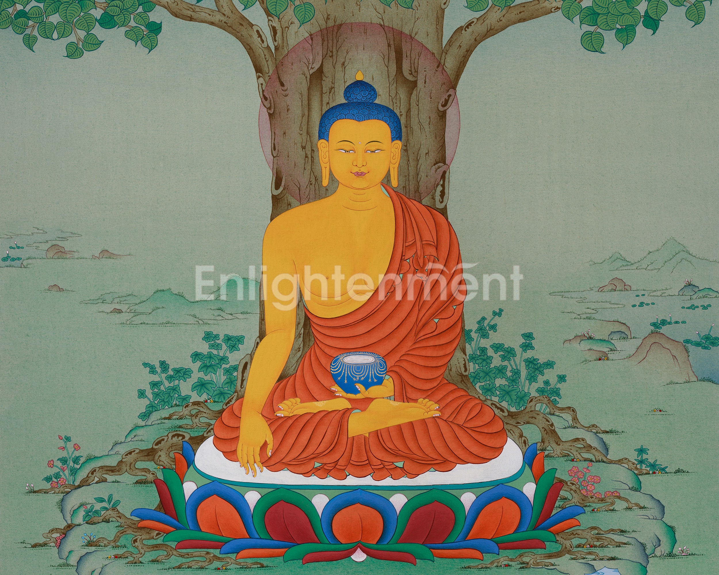 Namo Buddha Shakyamuni, Meditation Artwork | The Enlightened One in Divine Splendor