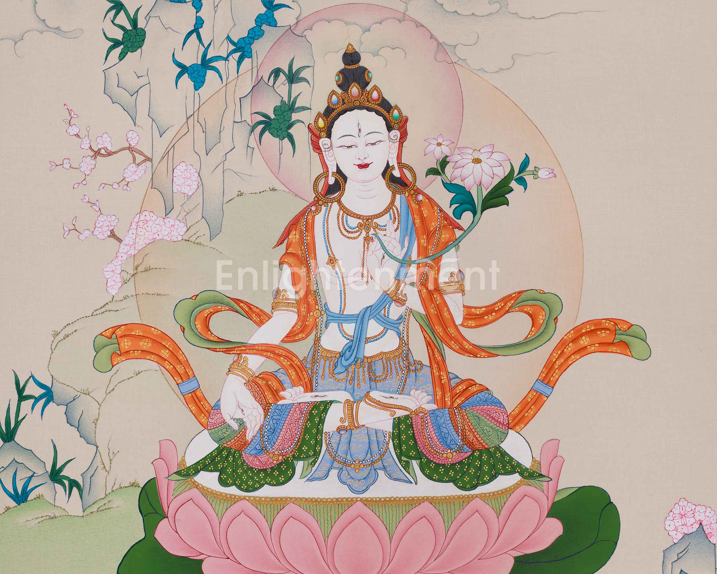White Tara Longevity Thangka | Symbol of Healing