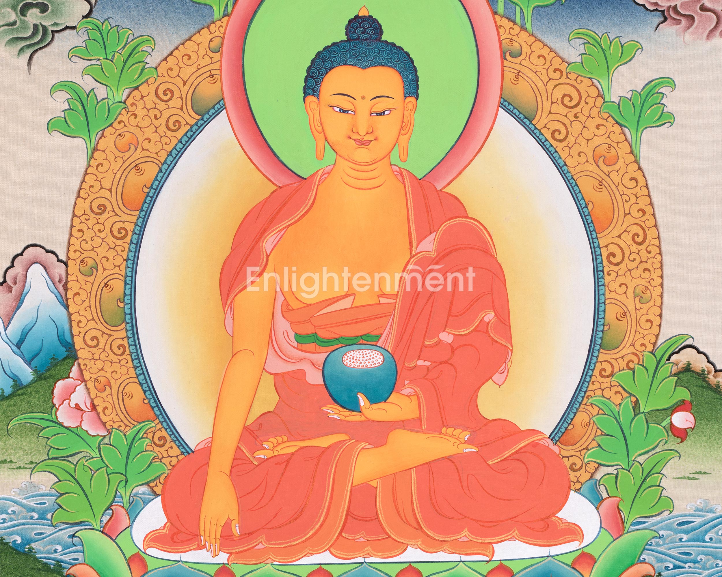Shakyamuni Buddha Art | Hand Painted Sacred Thangka Painting | Spiritual Wall Decors