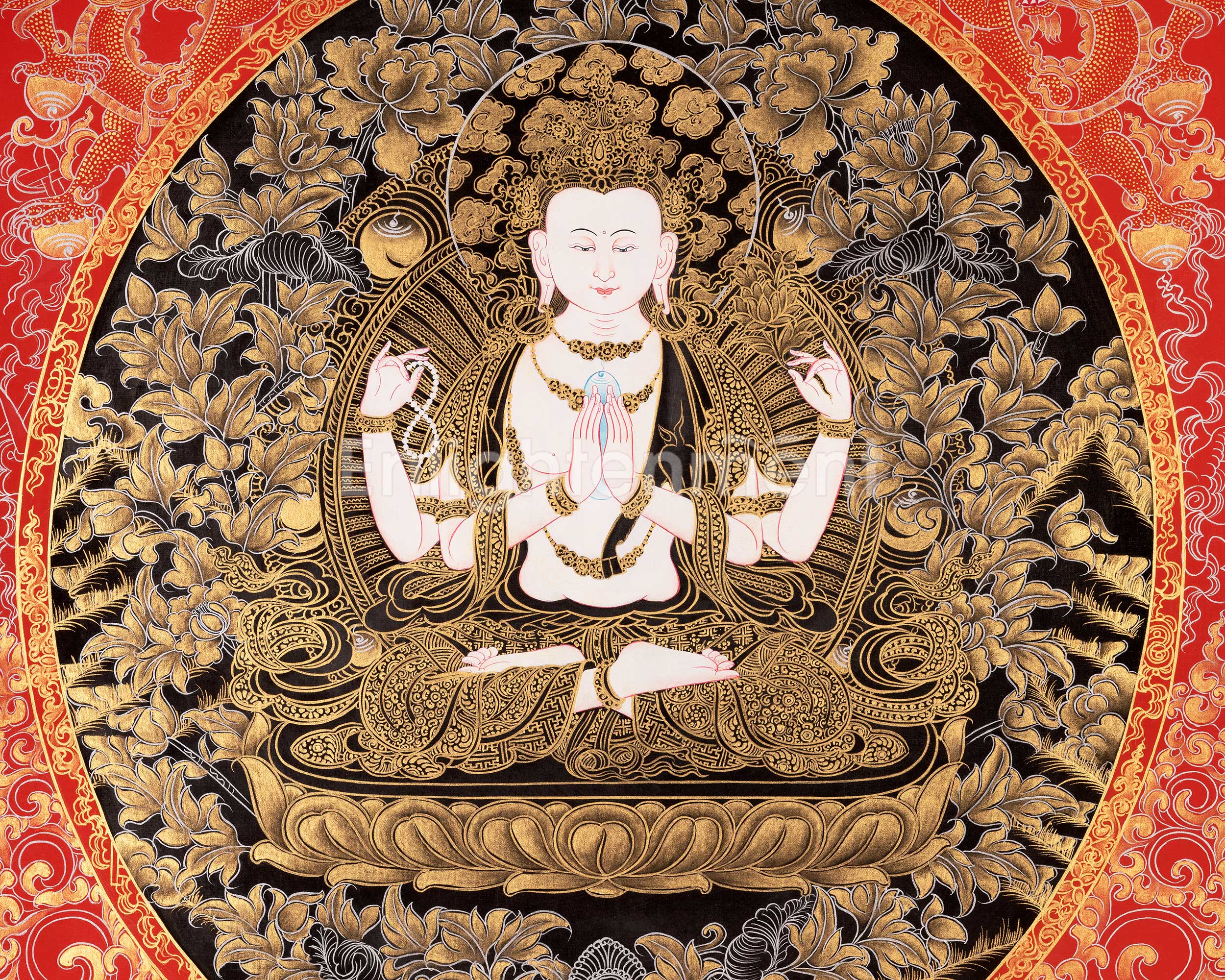 Bodhisattva Chengrezig Thangka | Original Handpainted Art | Traditional Painting