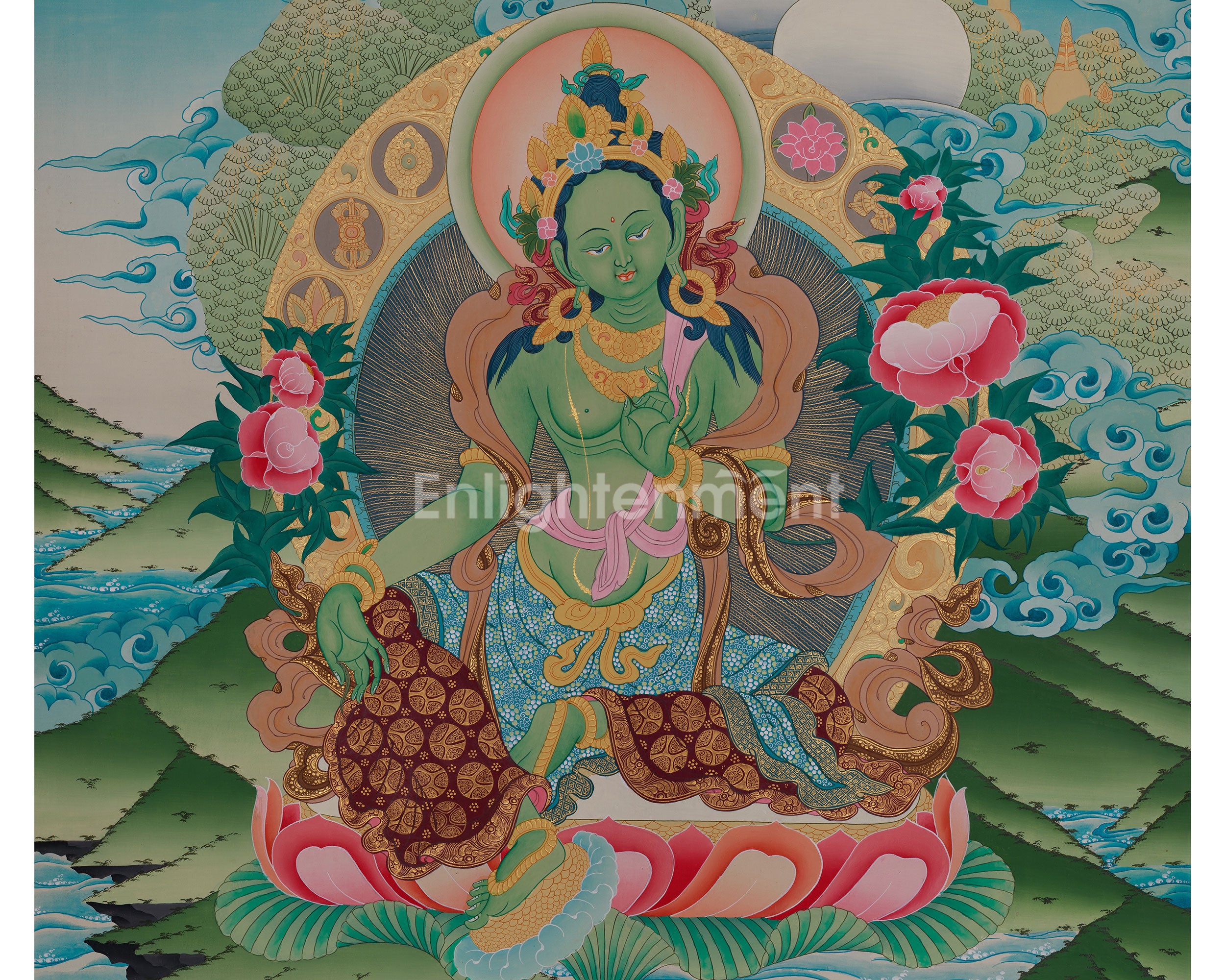 Himalayan Green Tara Art | Divine Compassion | Meditation Altar