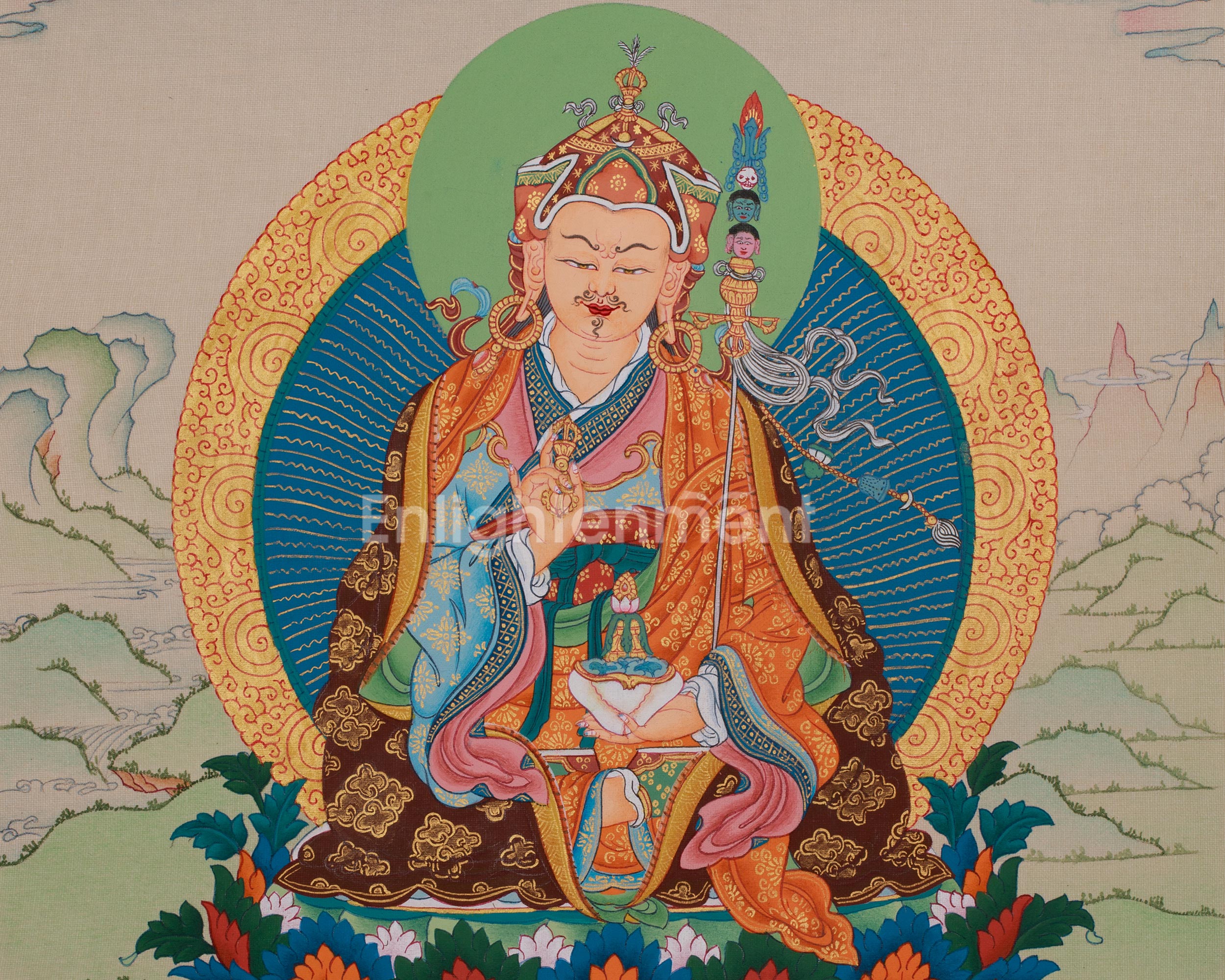 Himalayan Artwork of Guru Rinpoche | Spiritual Teacher | Enlightened Wisdom