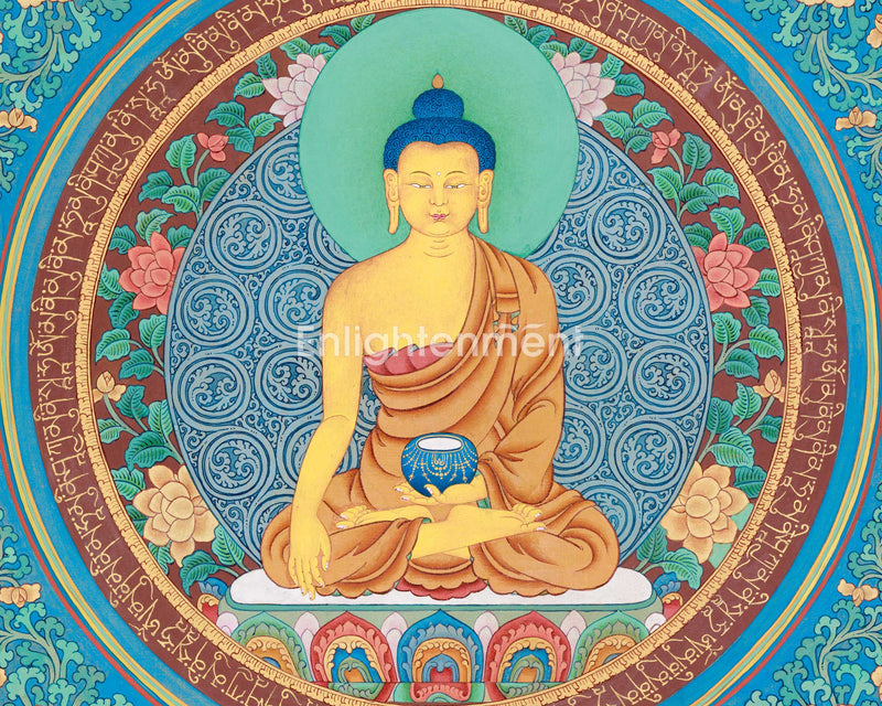 Unique Depiction of Buddha Shakyamuni Thangka