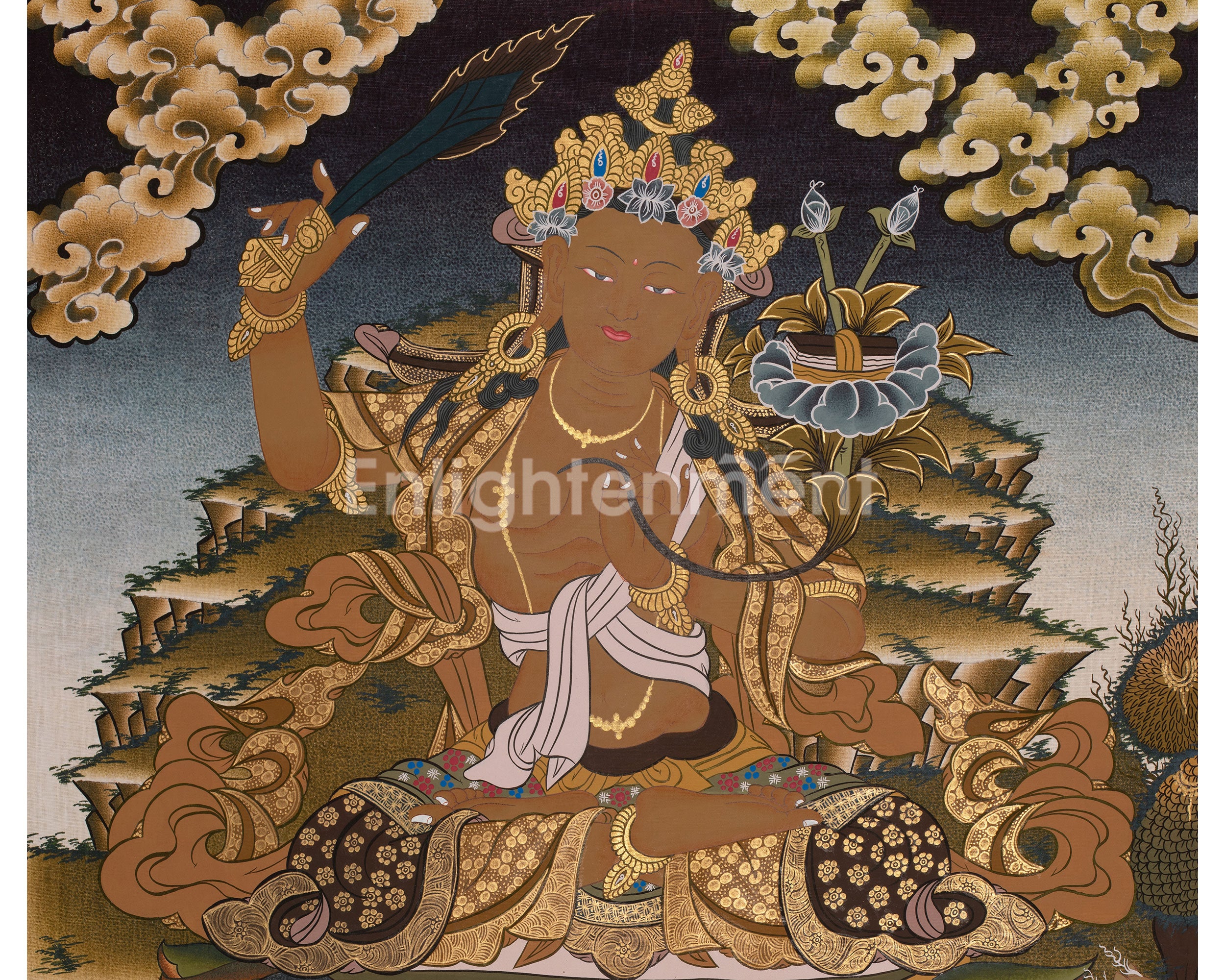 Arya Bodhisattva Manjushri Thangka | Canvas Painting For Wall Hanging