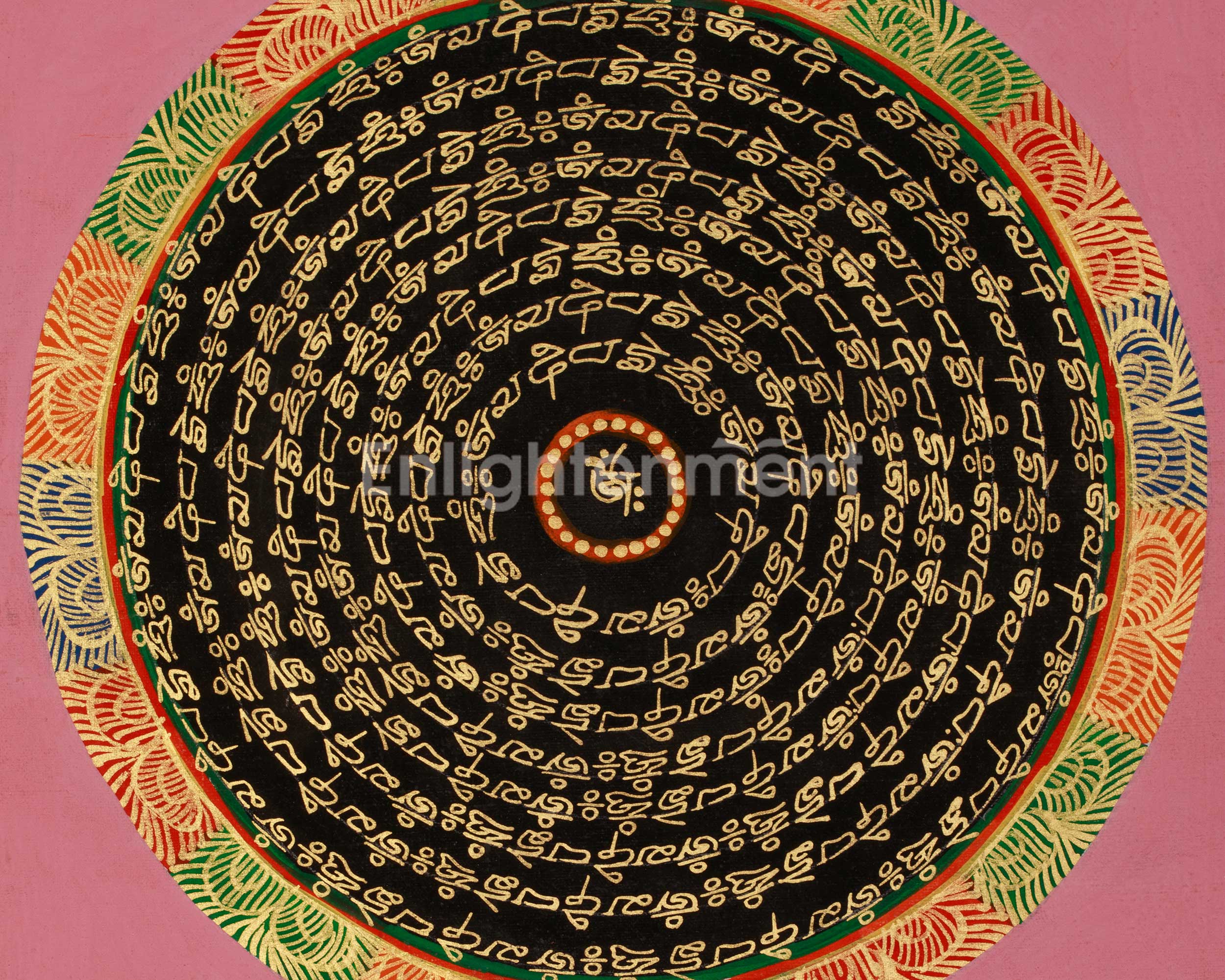 Enlightenment Symbol Mantra Mandala | Himalayan Buddhist Artwork