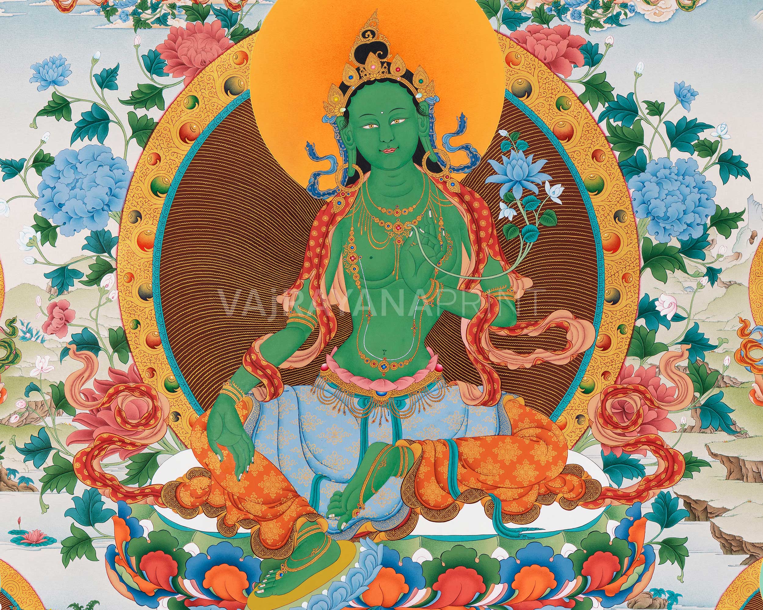 21 Tara | Tibetan Thangka Print | Orgyen Chokgyur Dechen Lingpa Tradition
