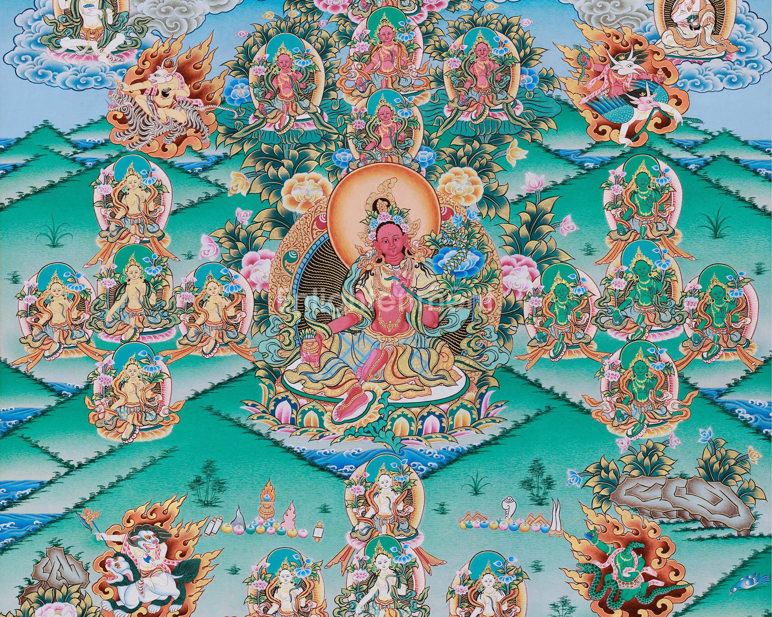 Goddess Red Tara Thangka | A Dynamic And Powerful Form of The Bodhisattva Tara