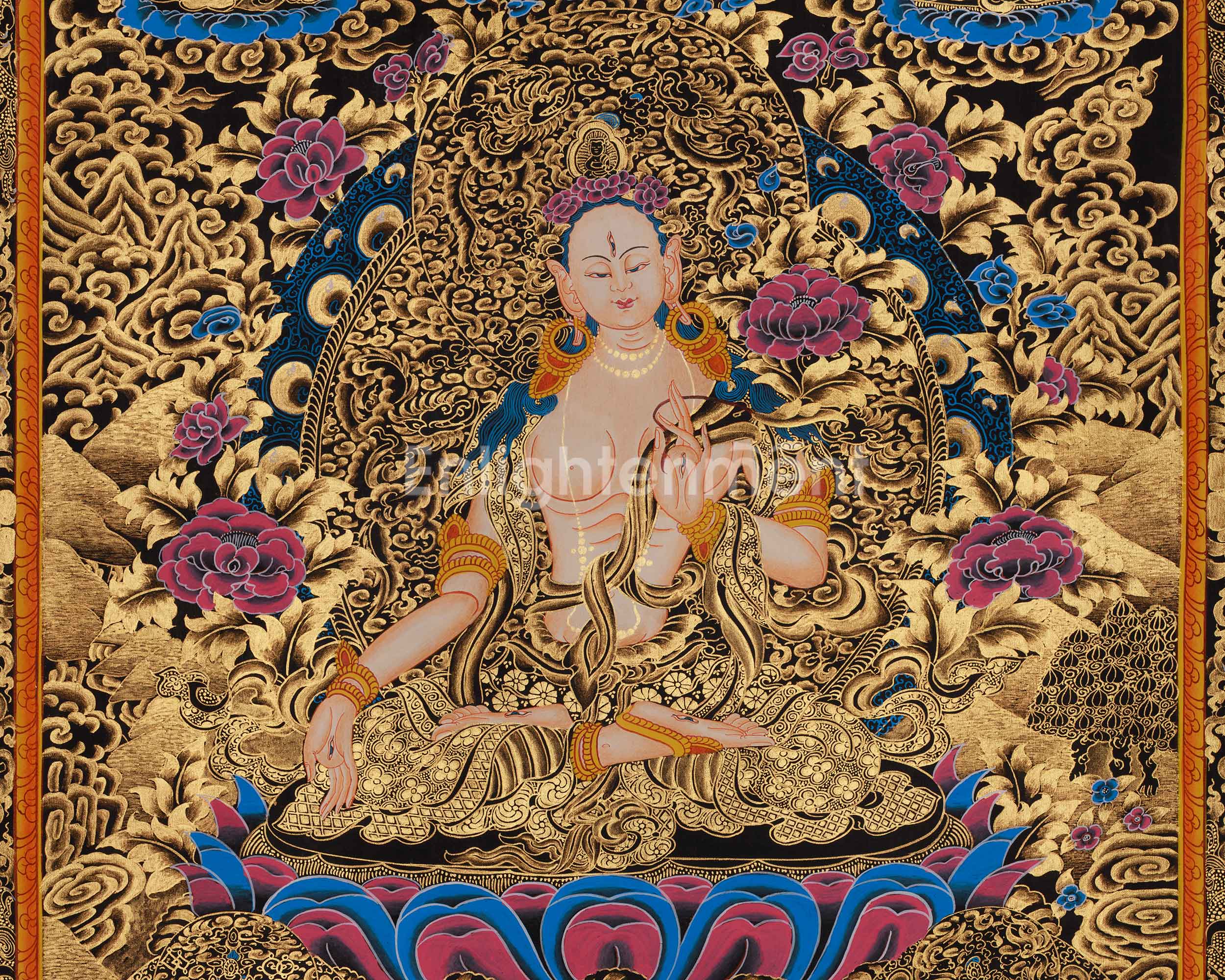 75cm White Tara Thangka | Symbol of Protection & Healing