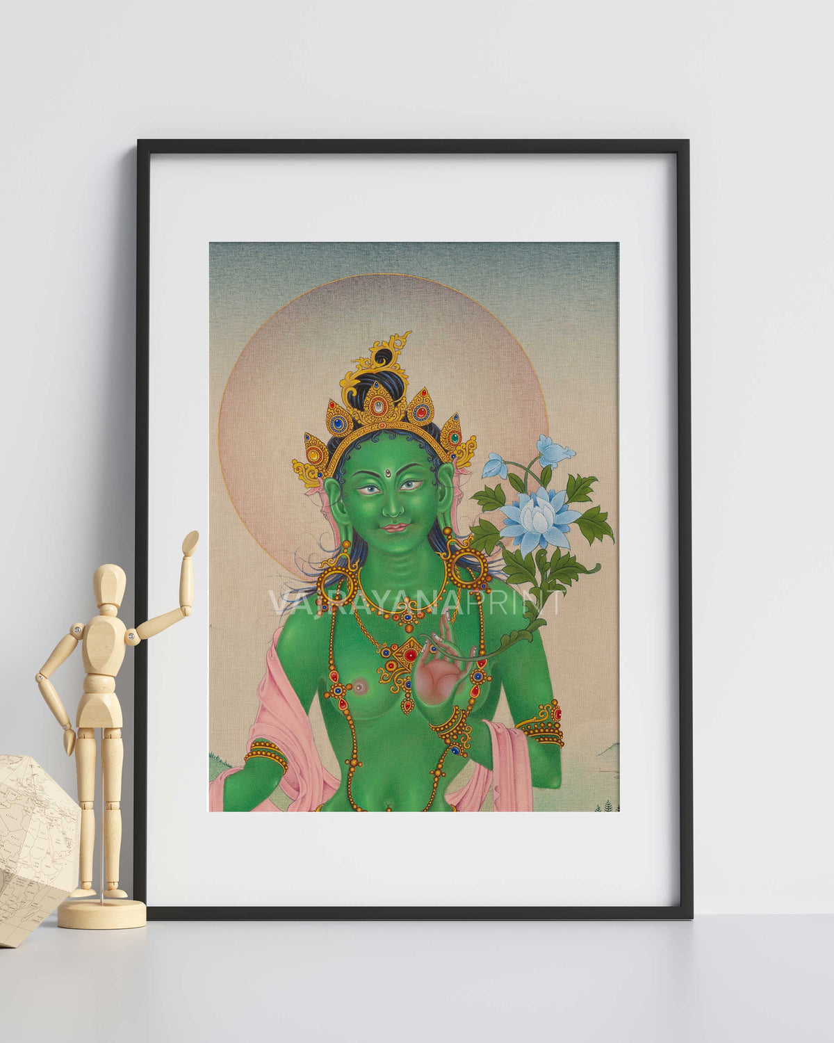 The Peaceful Gaze of Buddhist Goddess Green Tara | Shyama Tara