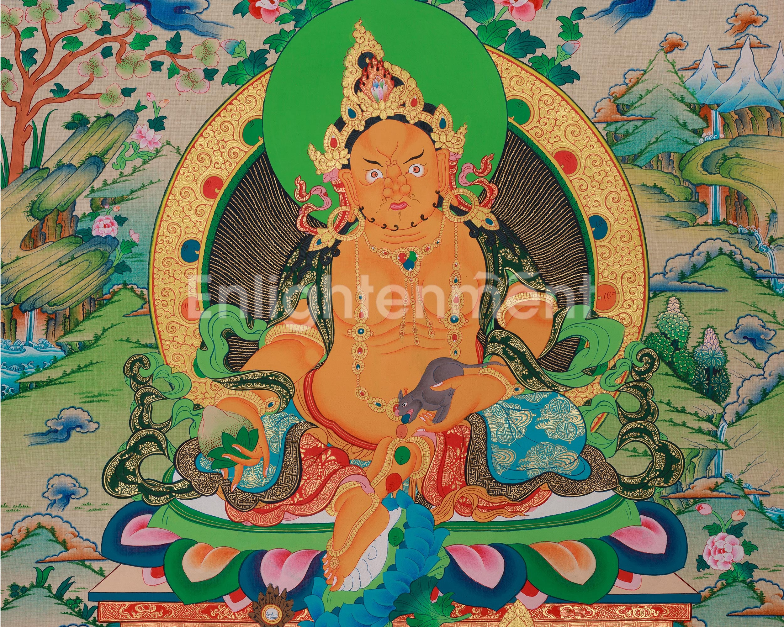 Spiritual Wealth Deity Dzambhala Thangka | Icon of Prosperity