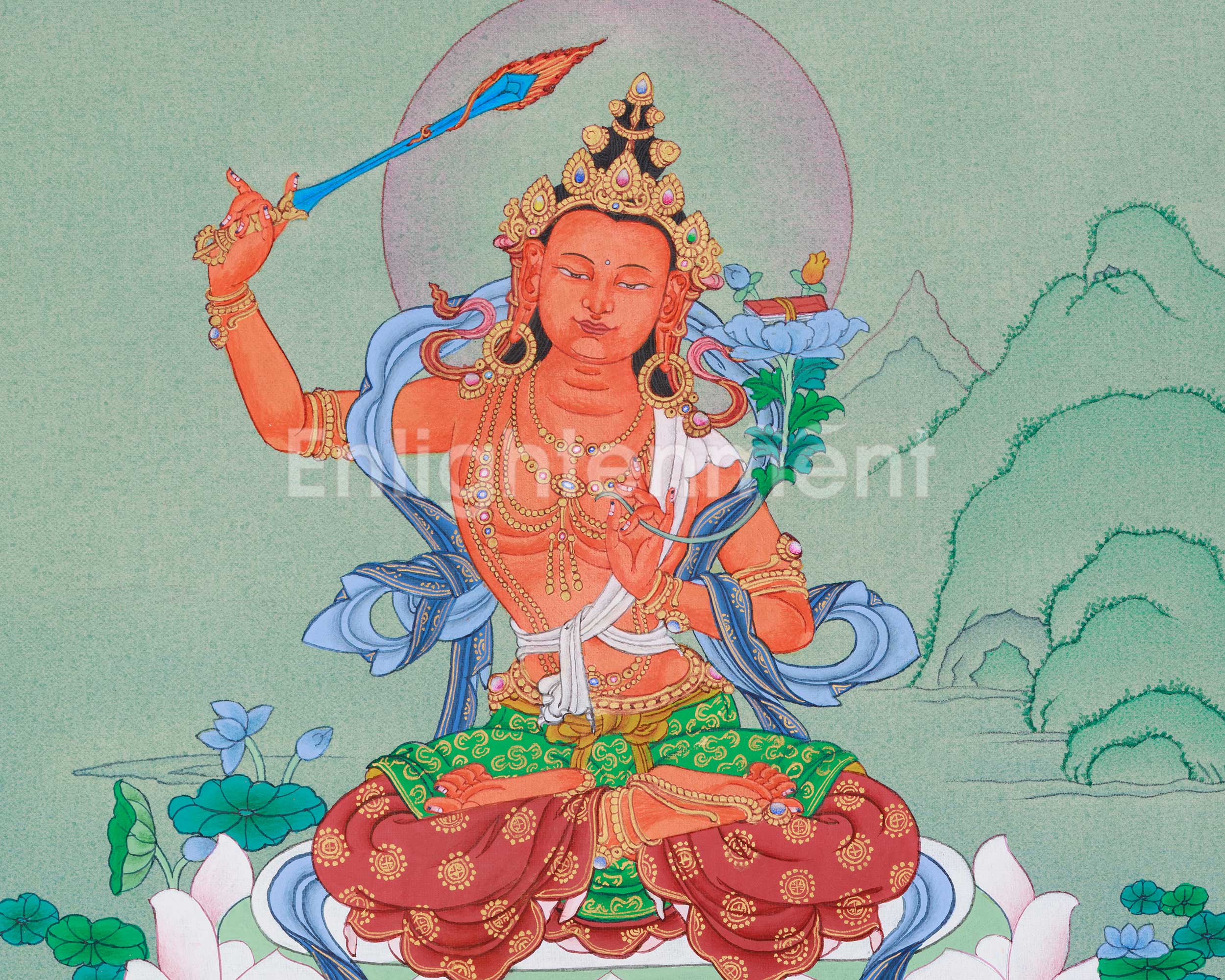 Vajrayana Deity Manjushri Thangka | Bodhisattva of Wisdom