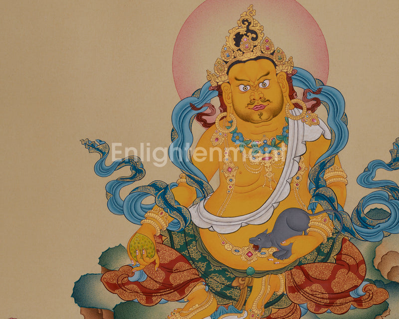 The Wealth Deity, Yellow Dzambhala's Blessings | Exquisite Details with Lhasa Stone and 24K Gold