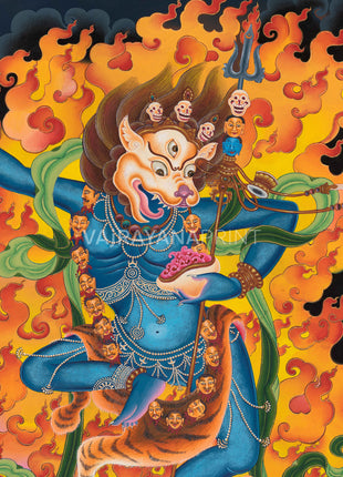 Traditional Buddhist Dakini Singha Mukha Thangka Print | Buddhist Spiritual Gifts