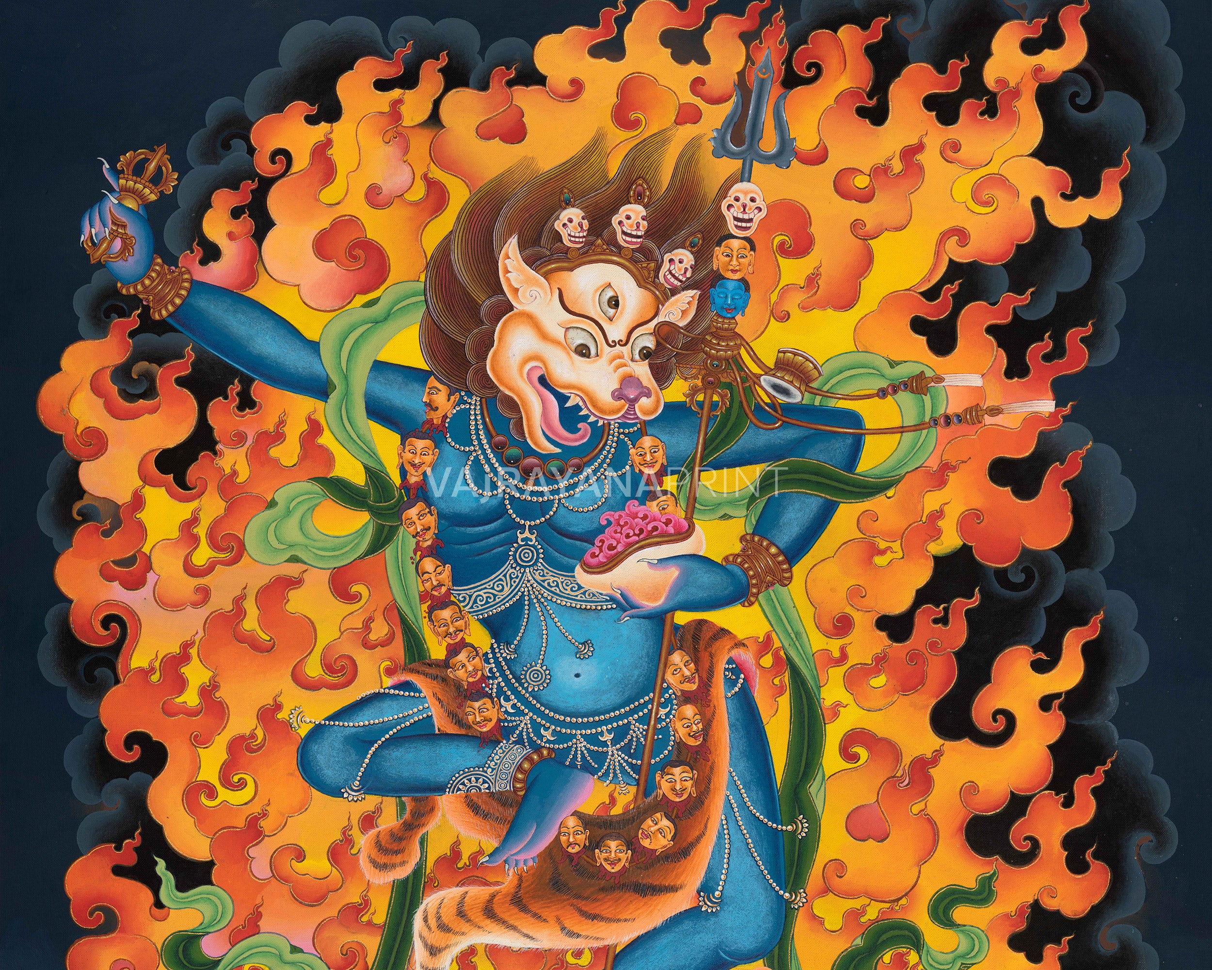 Traditional Buddhist Dakini Singha Mukha Thangka Print | Buddhist Spiritual Gifts