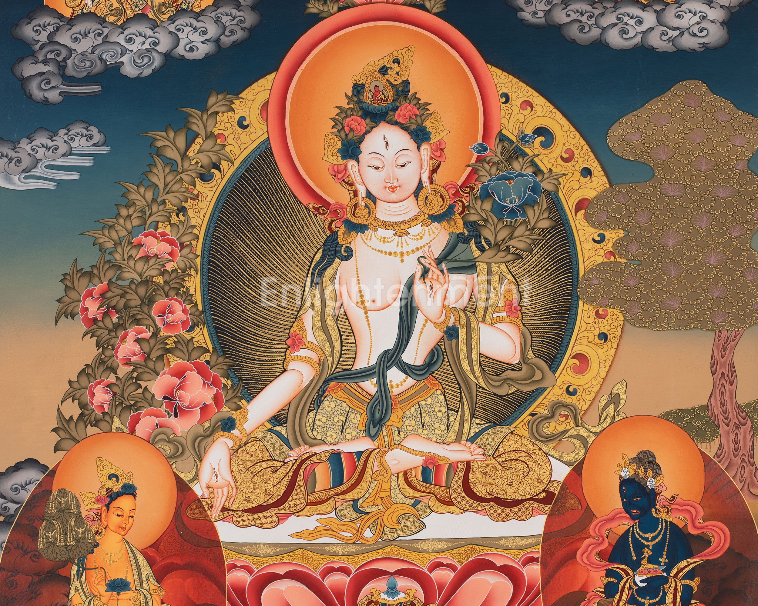Large Arya Tara Tibetan Thangka | Mother Of Compassion And Wisdom