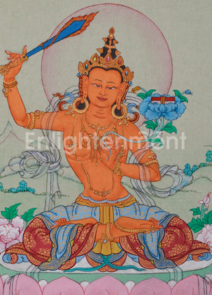 Enlightened Manjughosa, Bodhisattva Thangka | Small Canvas Art