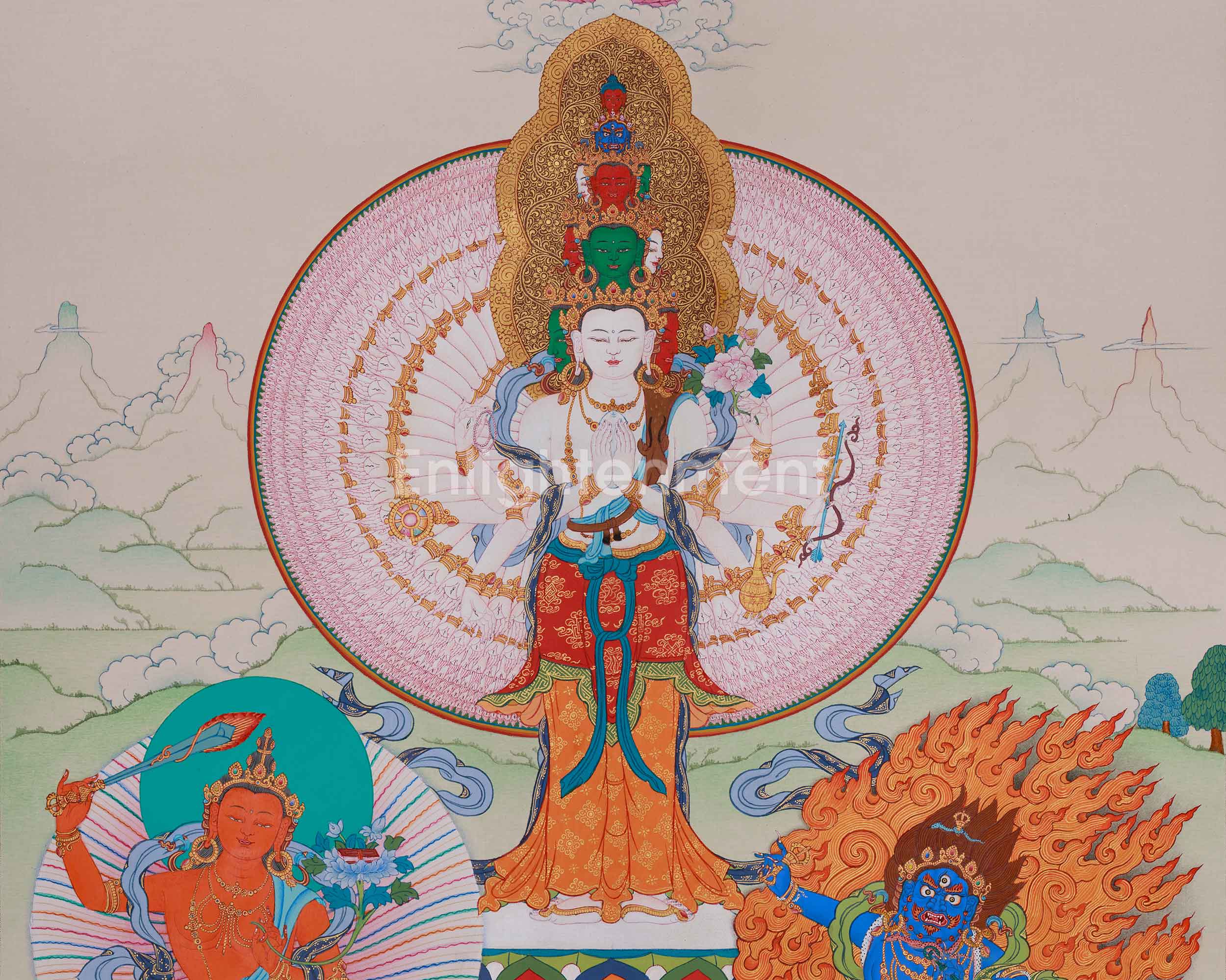 Himalayan Deity 1000 Armed Chenrezig Thangka | Bodhisattva of Compassion