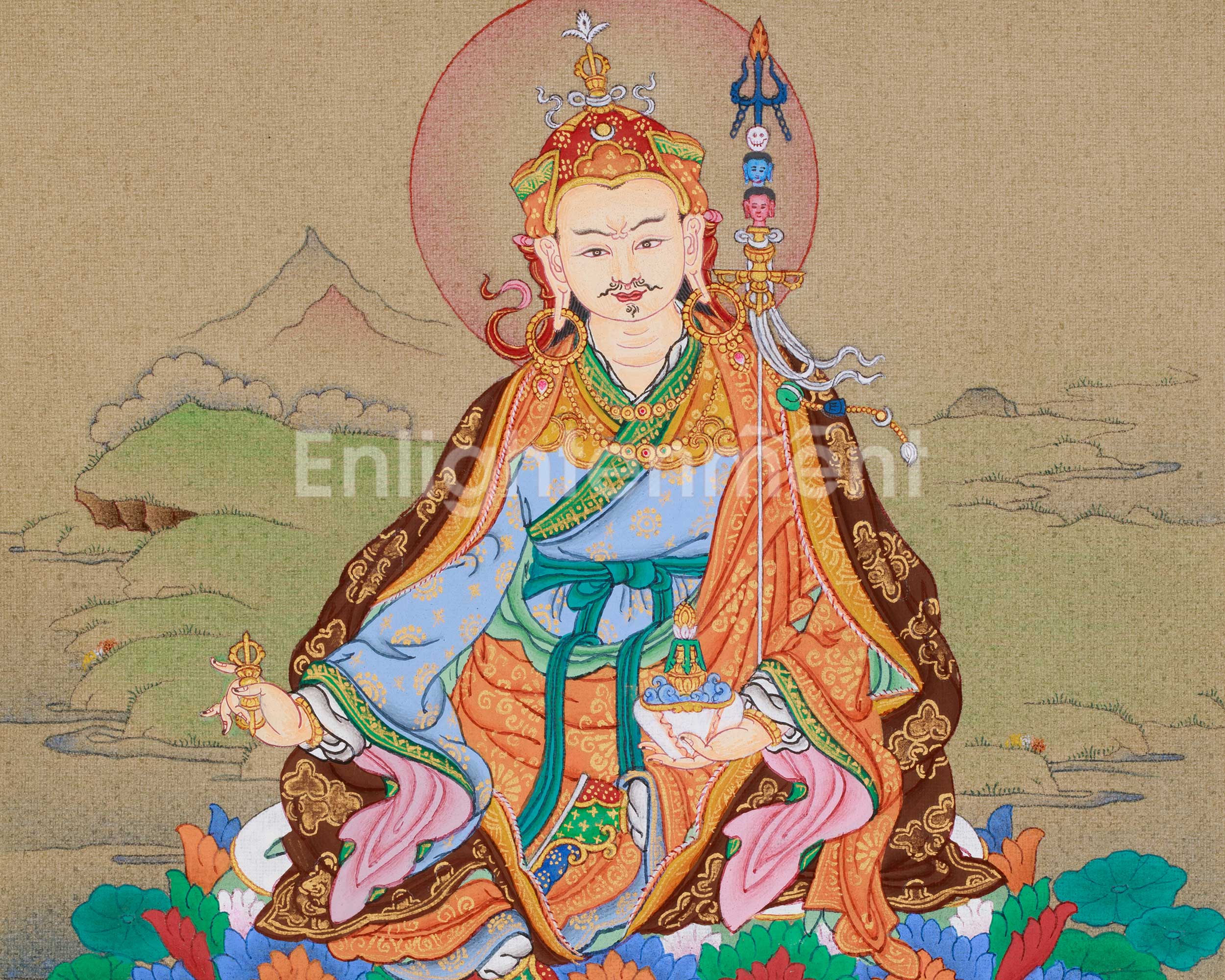 Spiritual Teacher Guru Rinpoche Thangka | Lotus Born Master
