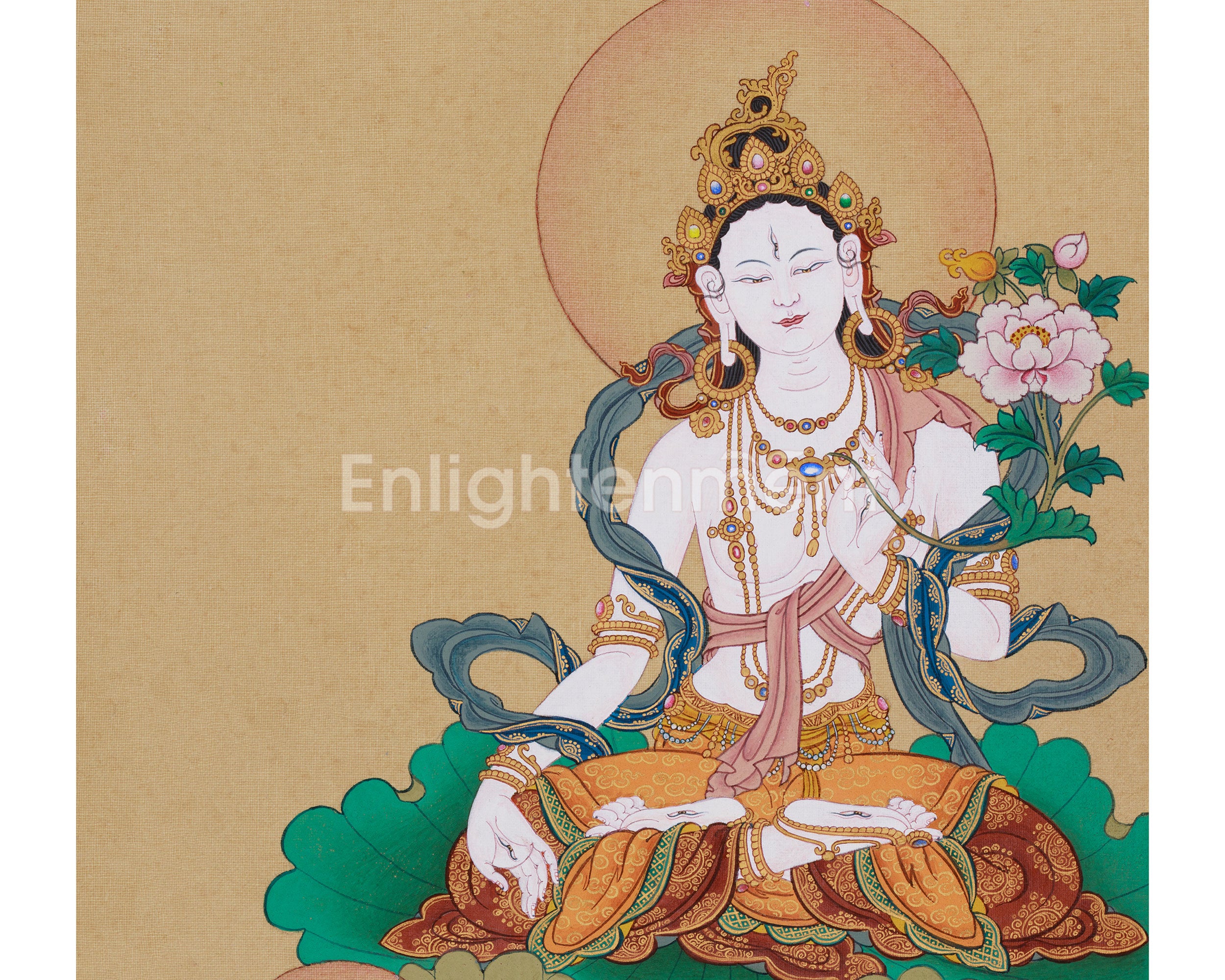 White Tara With Amitayus & Namgyalma | Symbols of Life, Purity & Spiritual Strength