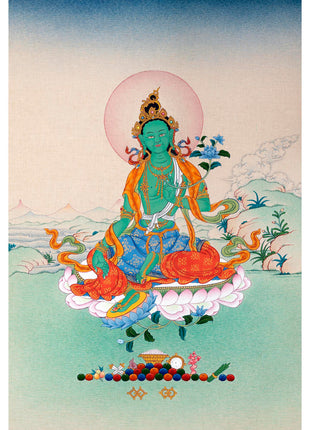 Green Tara | Female Buddha | Tibetan Buddhist Thangka