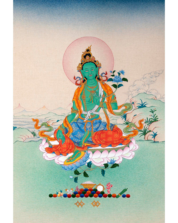 Green Tara | Female Buddha | Tibetan Buddhist Thangka