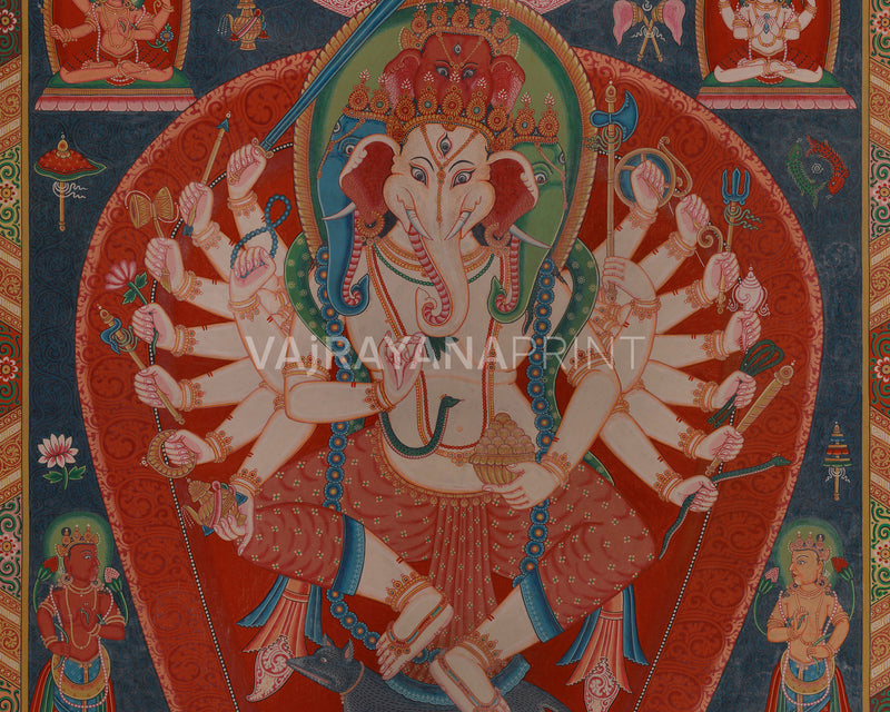 Four-Headed Dvija Ganapati | Canvas Print of Hindu Elephant God