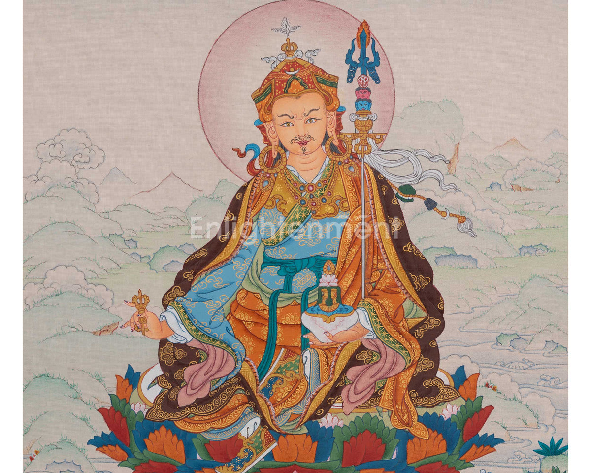 Guru Rinpoche Traditional Thangka | Lotus-Born Master of Vajrayana Buddhism