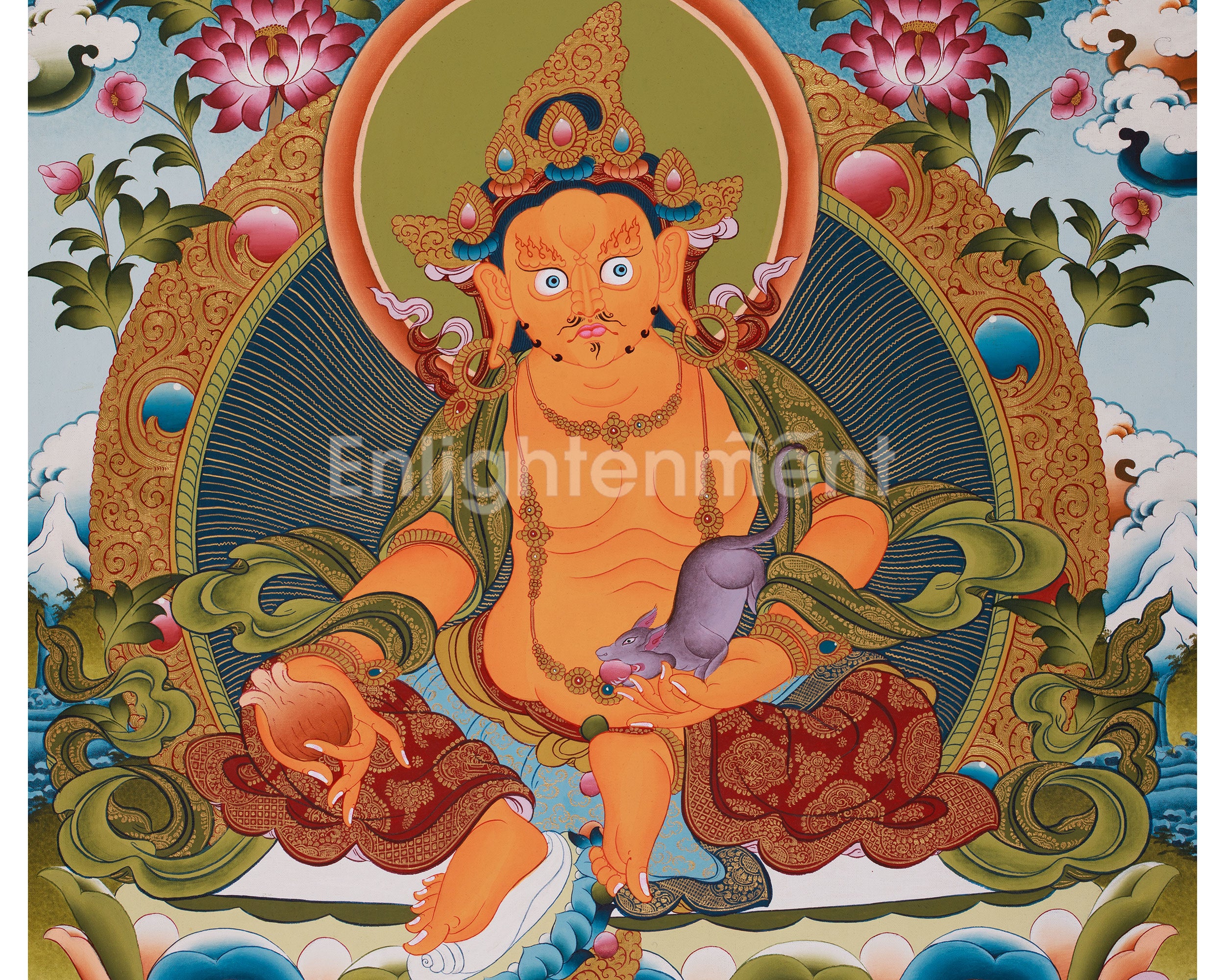 Wealth Deity, Yellow Dzambhala Thangka | Symbolizing Prosperity and Abundance