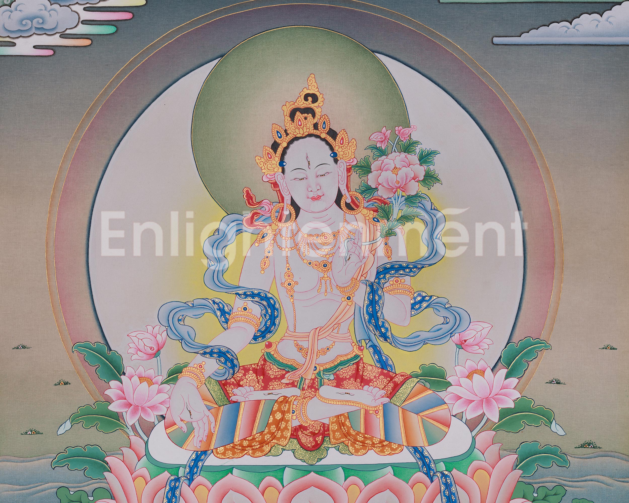 Sacred White Tara Artwork | Healing and Longevity Deity | Female Buddha