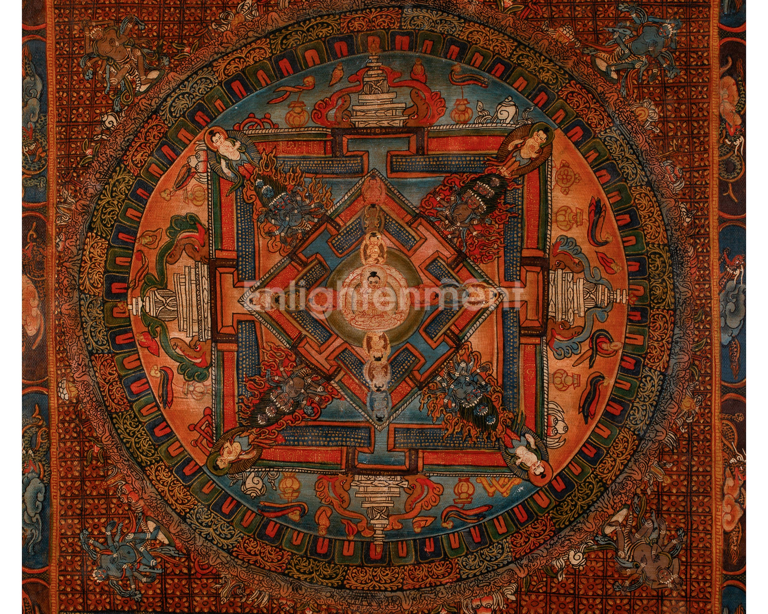 Oil-Varnished Buddha Mandala | Durable and Vibrant Art for Meditation
