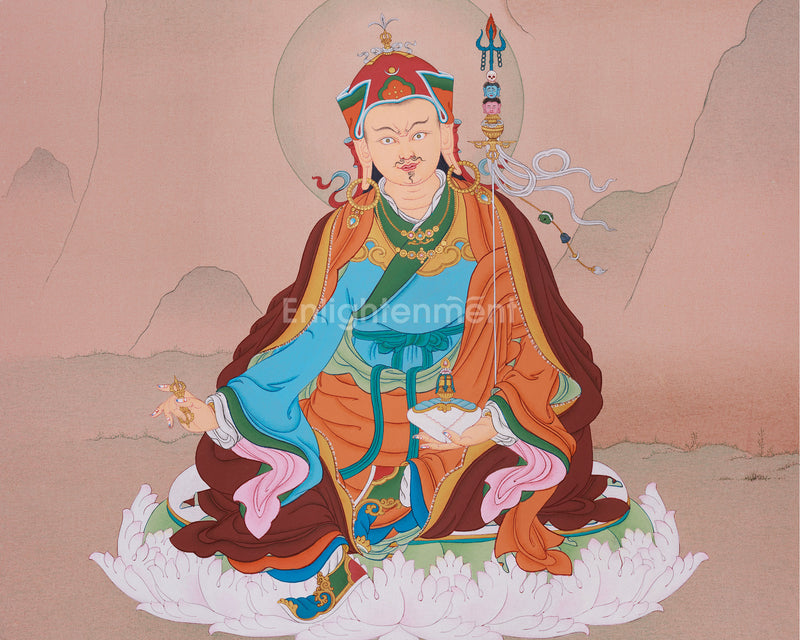 Tibetan Lotus Master Thangka - Sacred Guru Rinpoche Painting for Meditation