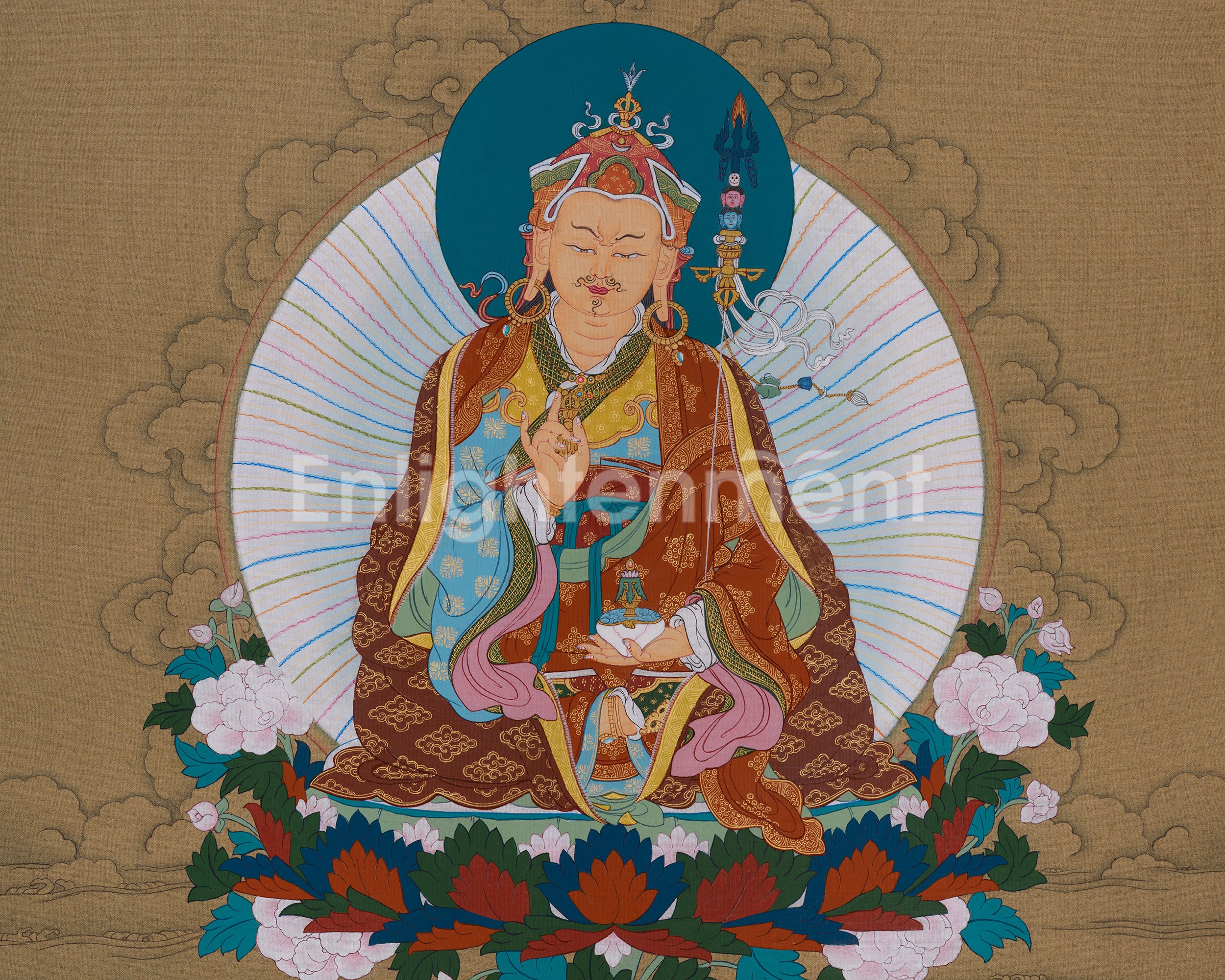 Tantric Master Guru Rinpoche Thangka | Tibetan Wisdom and Protection Art
