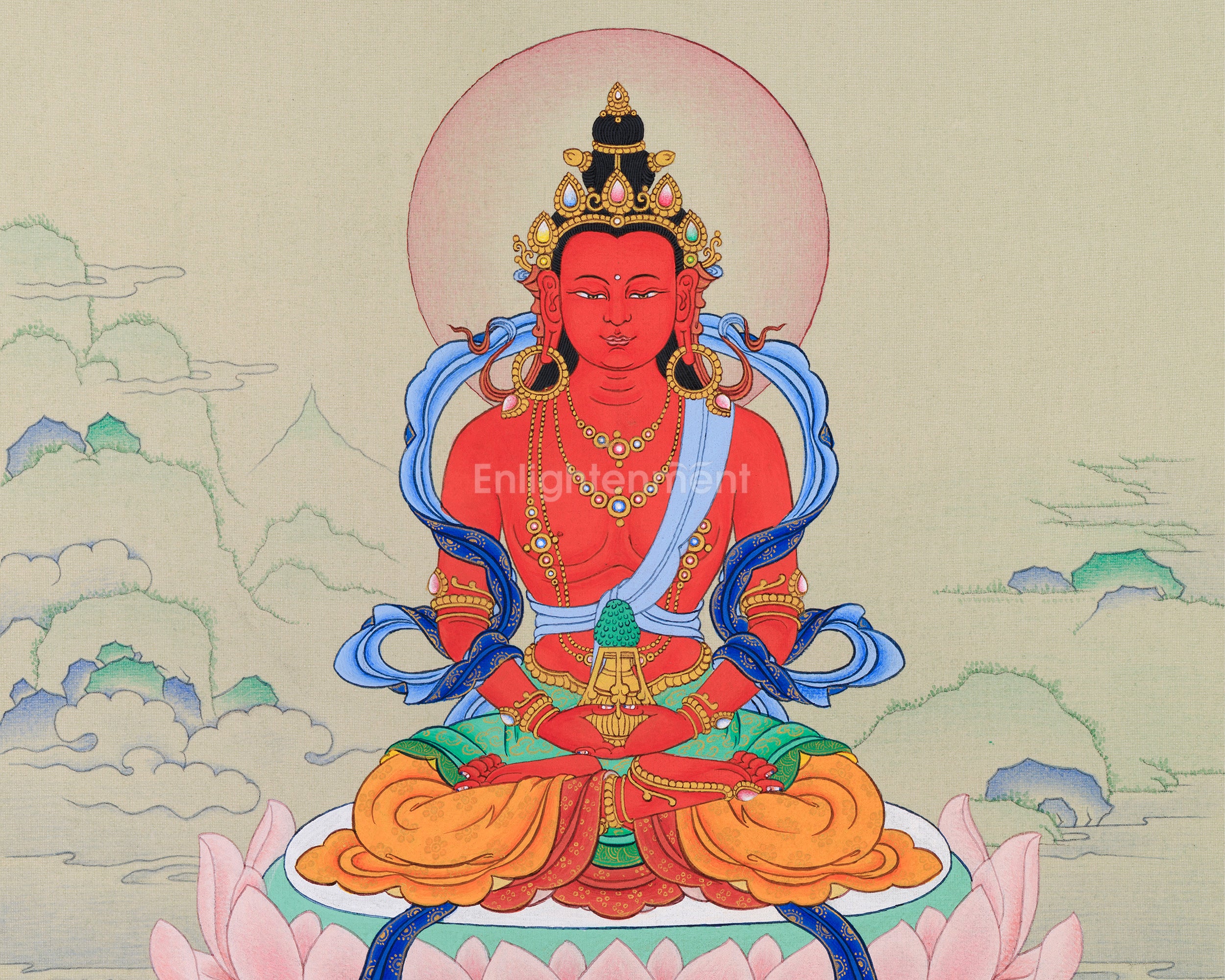 Small But Perfect Amitayus Thangka for Practice