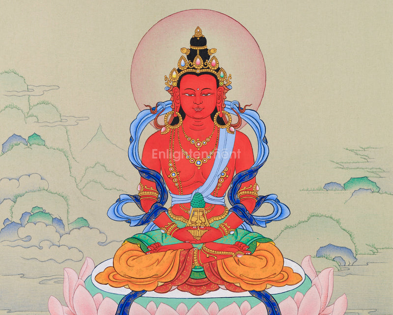 Small But Perfect Amitayus Thangka for Practice