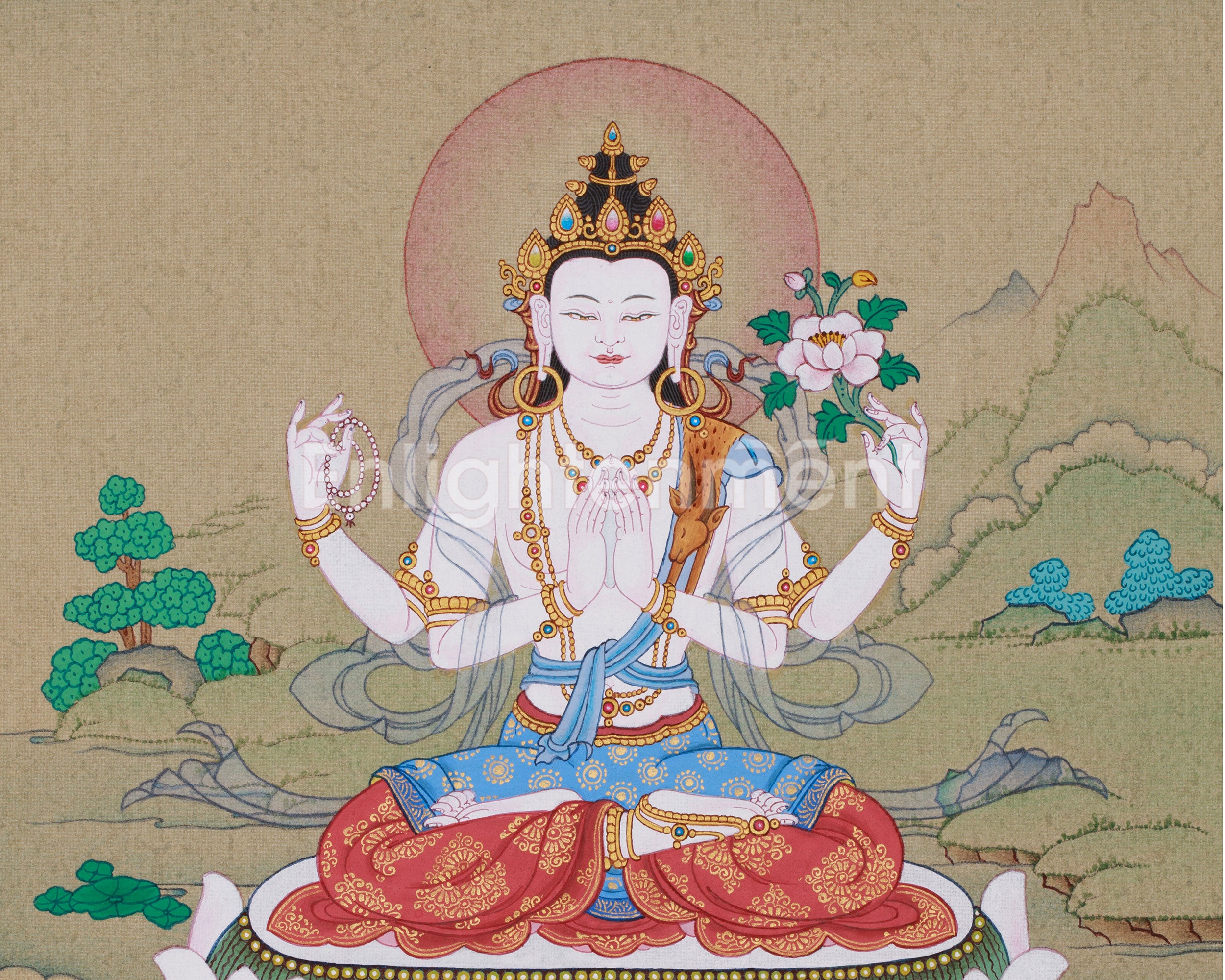 Traditional Avalokiteshvara Thangka | Compassion Deity