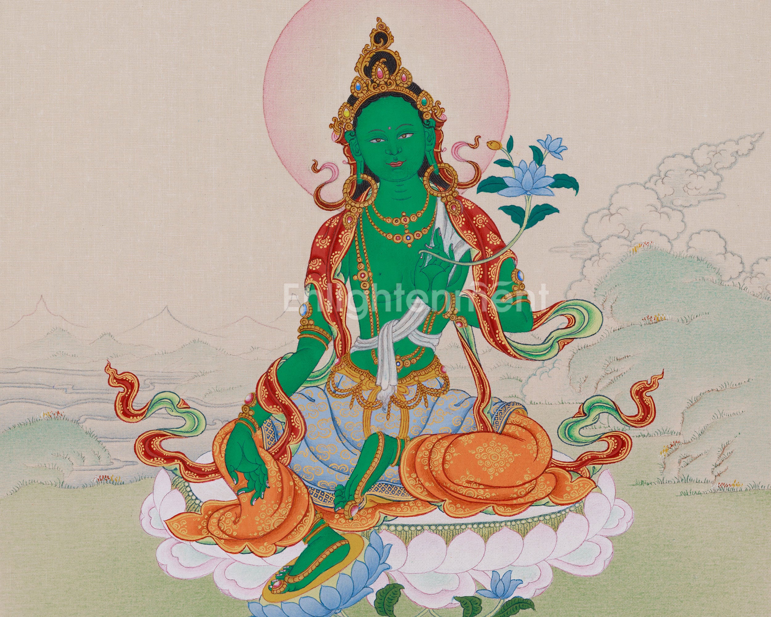Sacred Thangka of Green Tara | The Divine Protector of Compassion