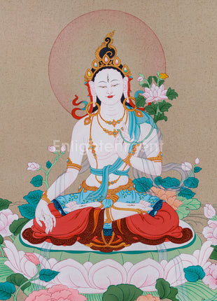 Healing Tara Bodhisattva | White Tara Thangka | Compassion Goddess in Vajrayana Buddhism
