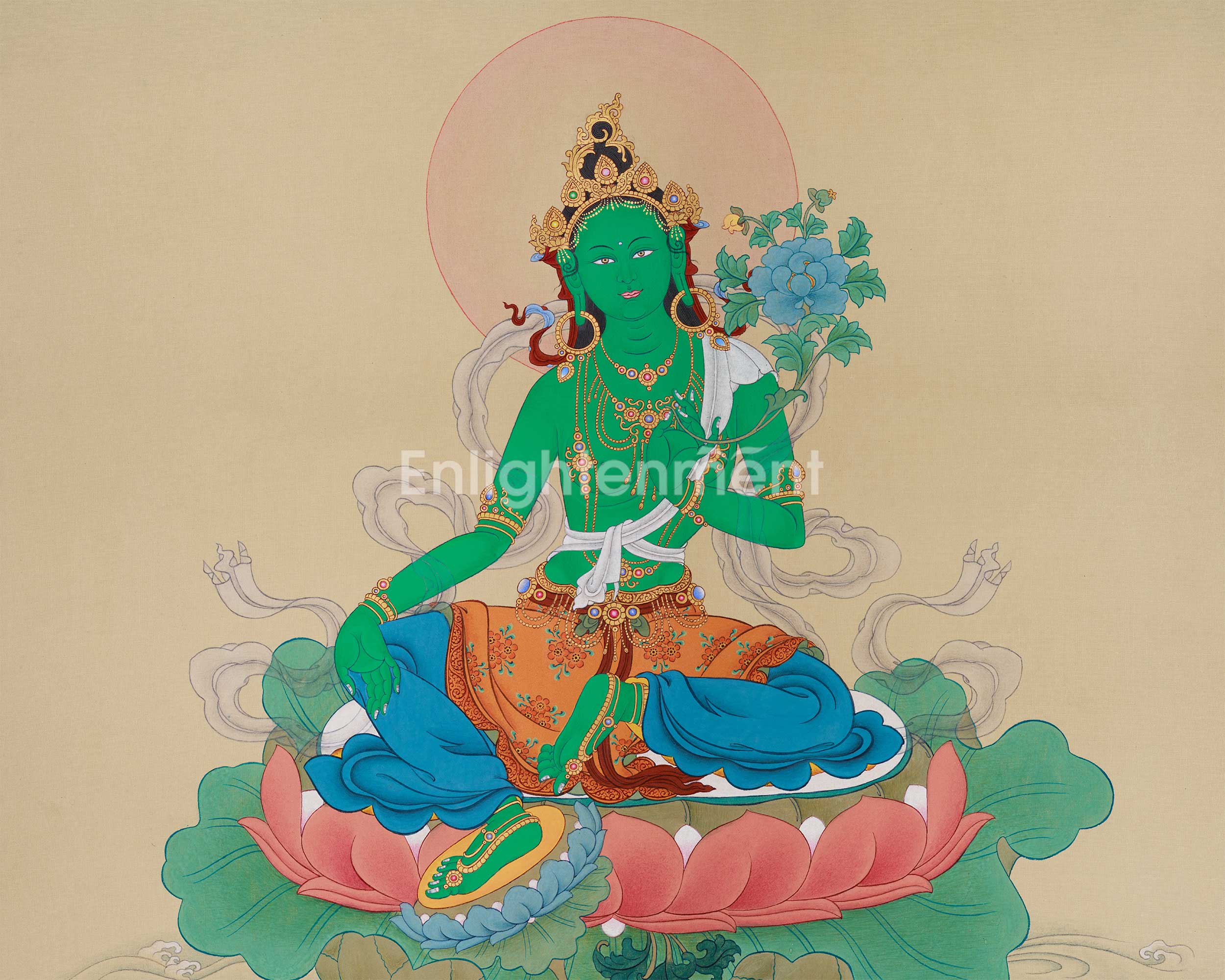 Tibetan Goddess Green Tara Painting | The Supreme Deity of Healing and Enlightened Action