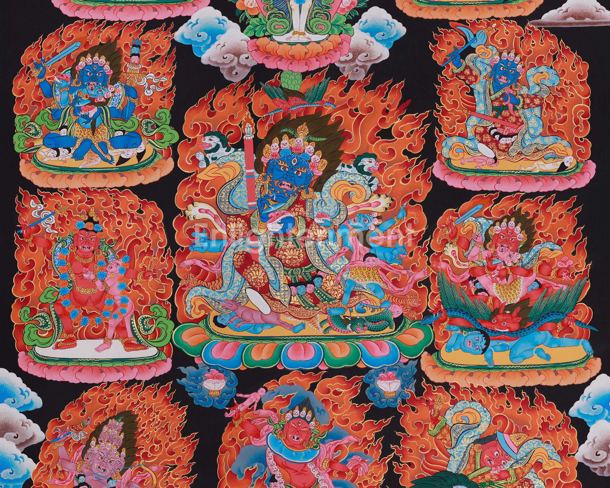 Nyingma Mahakala Thangka | The Wrathful Protector and Guardians of the Nyingma Tradition