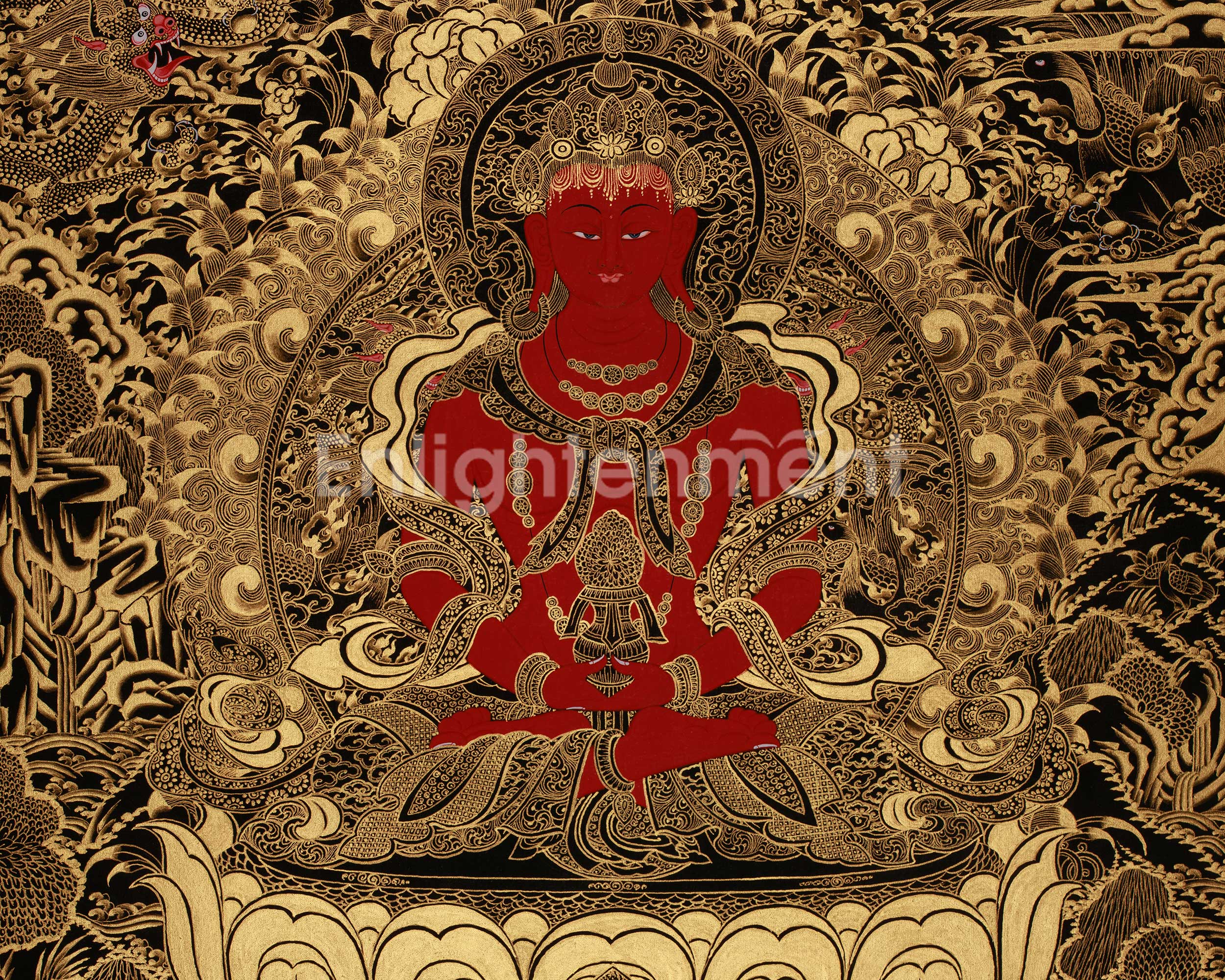 Tibetan Amitayus Buddha Thangka | Deity of Longevity and Infinite Life