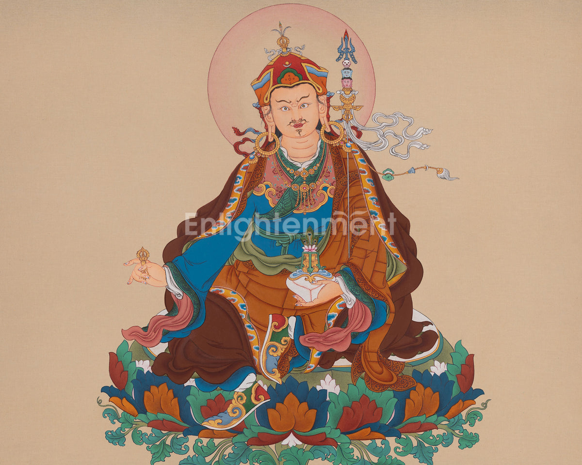 Traditional Padmasambhava Thangka | Guru Rinpoche Art | Lotus-Born Master