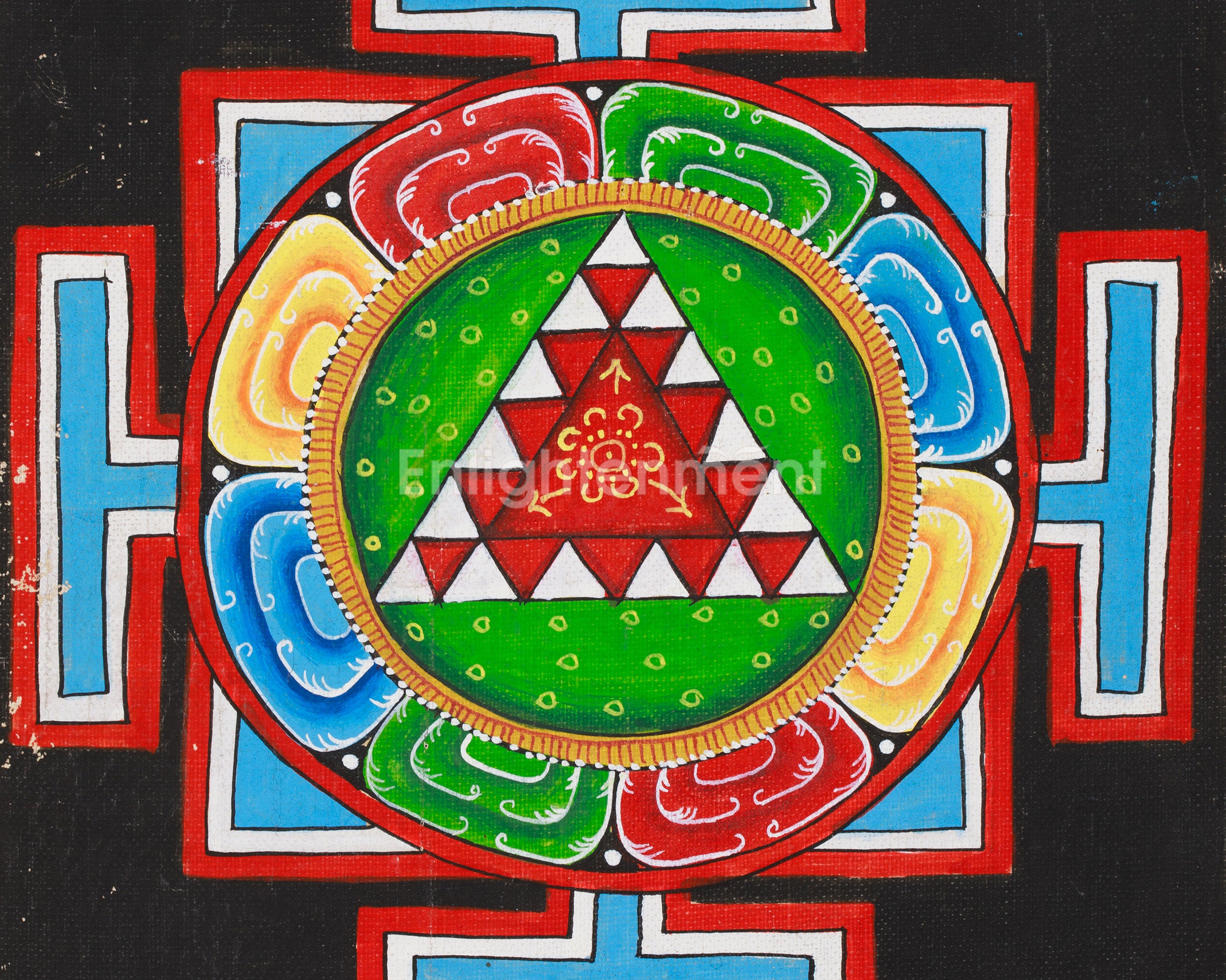 Vintage Shree Yantra Mandala Art | Sacred Geometry | Himalayan Wall Art