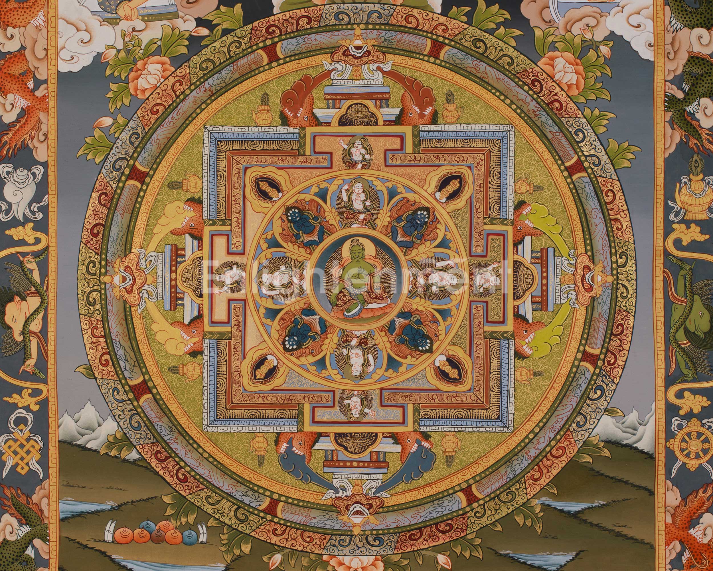 Green Tara Mandala Painting | A Sacred Mandala of Compassion, Protection, and Swift Action
