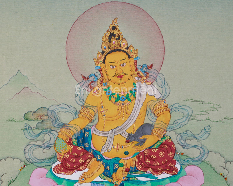 Hand-Painted Lord Kuber Thangka | Guardian of Wealth and Prosperity