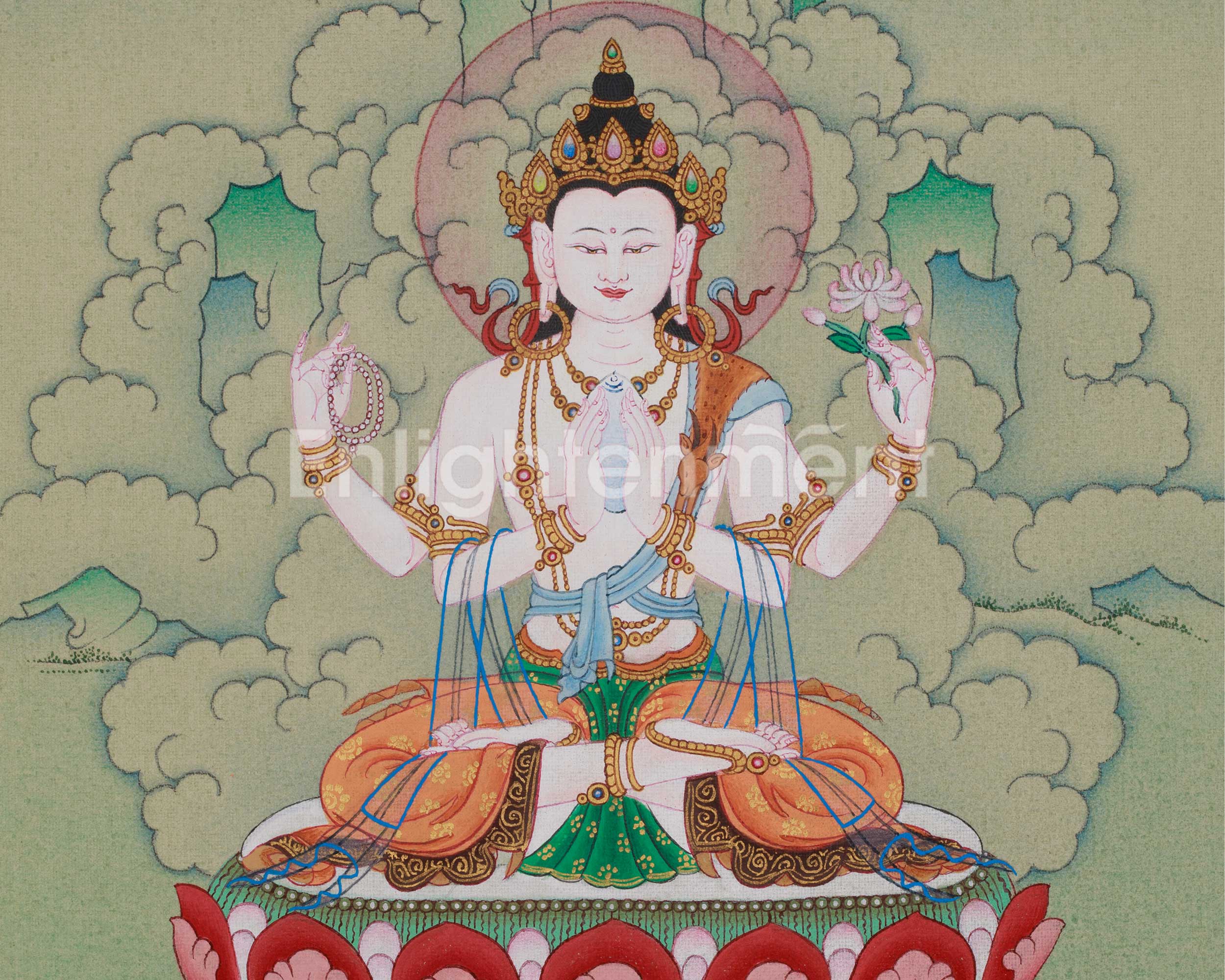 Chenrezig Buddhist Artwork | Compassion Deity | Himalayan Thangka