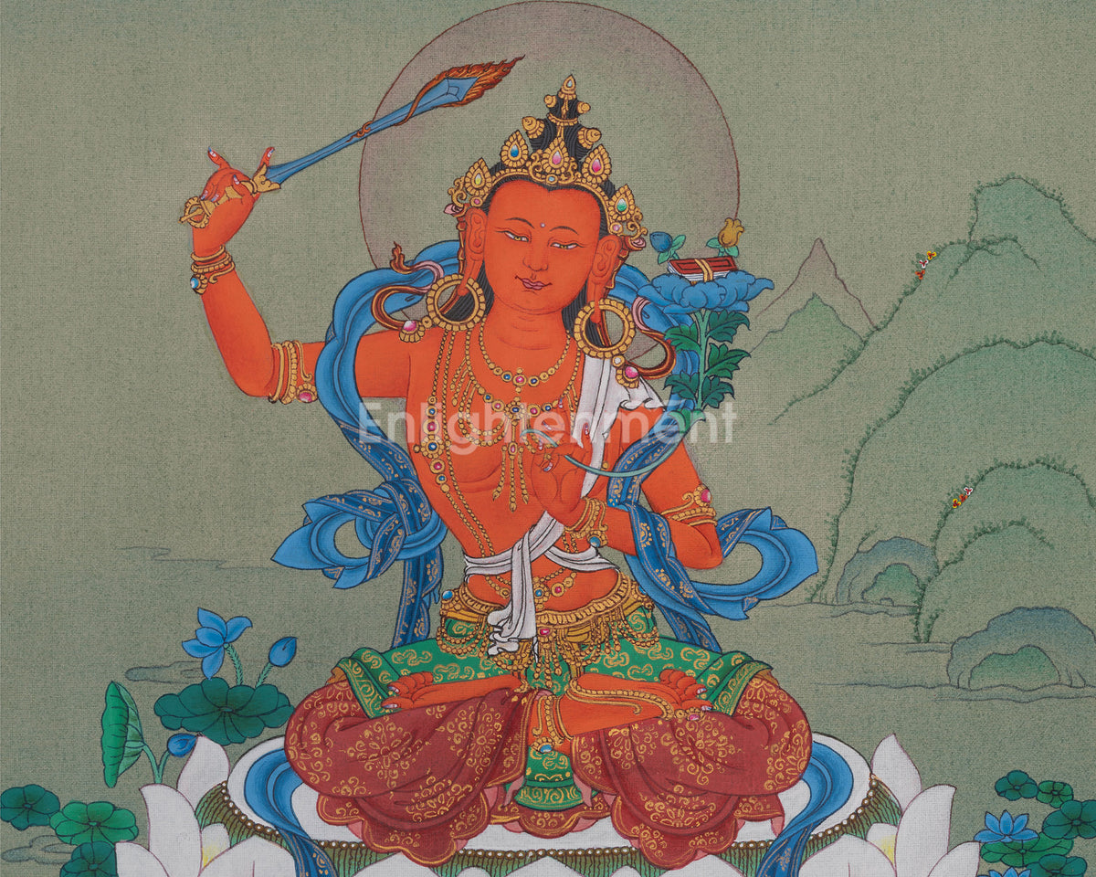 Manjushri Meditation Art | Bodhisattva of Wisdom and Enlightened Knowledge