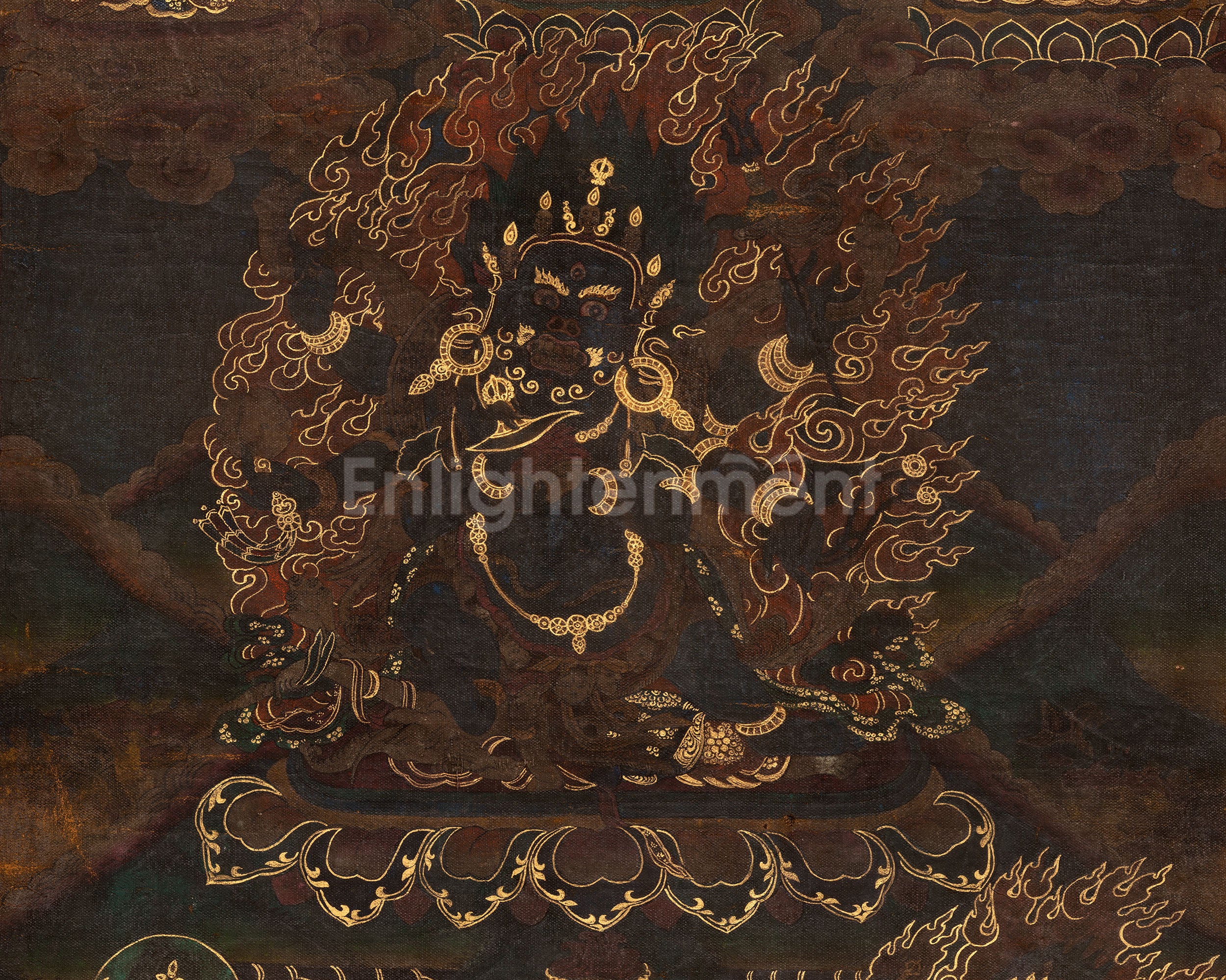 6-Armed Dharmapala Mahakala | Vintage Tibetan Thangka Painting