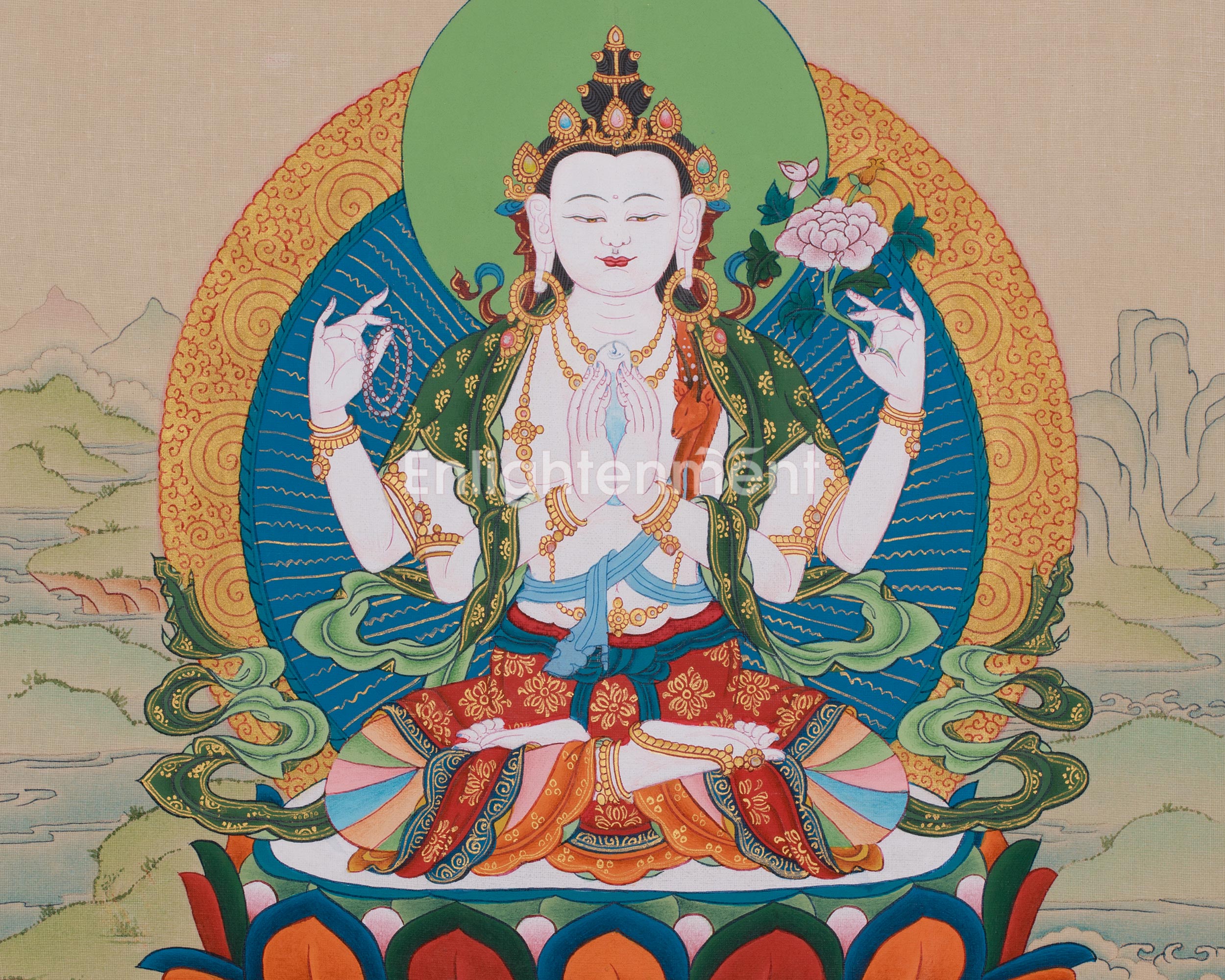 Four Armed Avalokiteshvara Painting | Compassionate Bodhisattva
